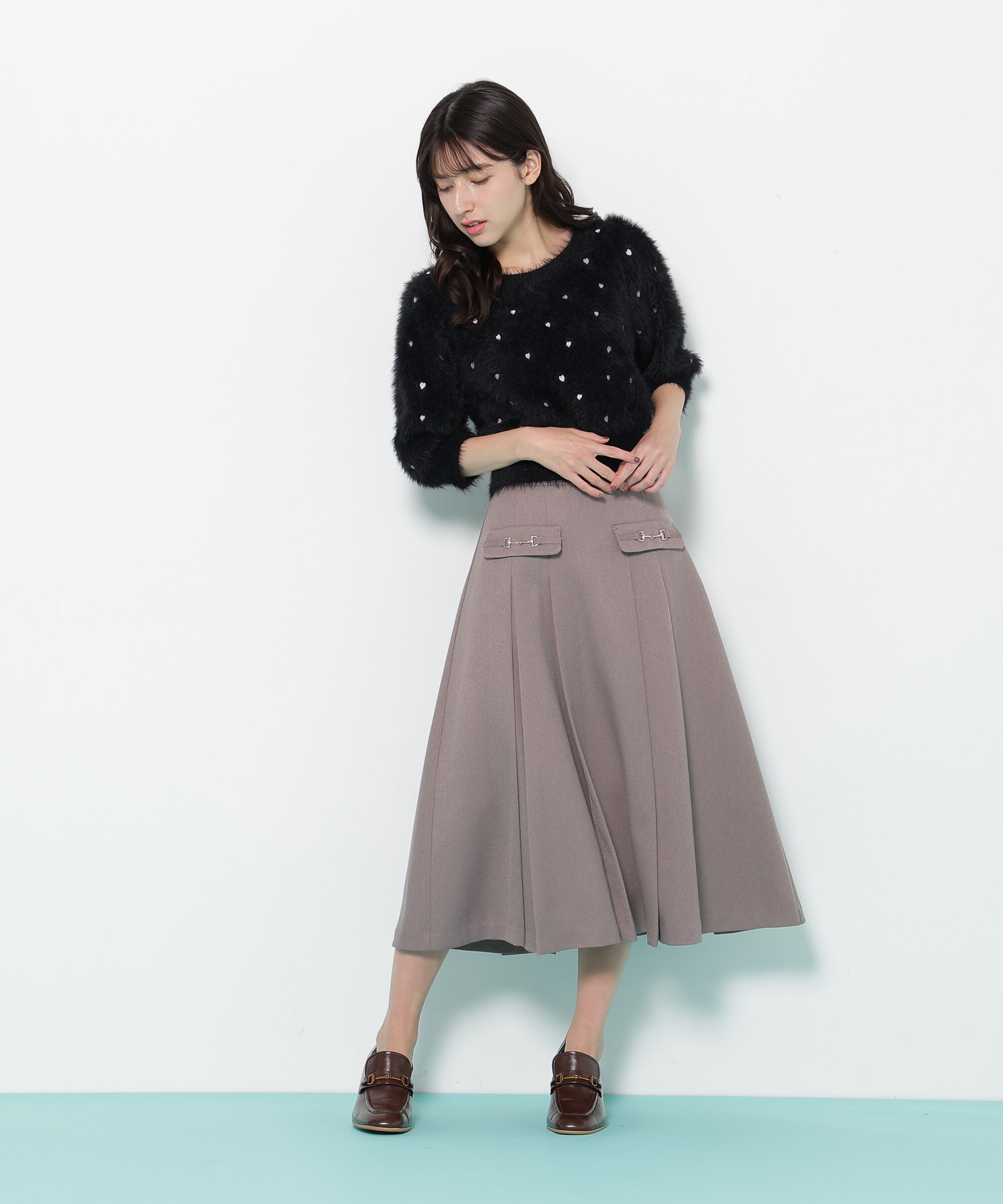  「ハート刺繍シャギーニット」|ニット・セーター|