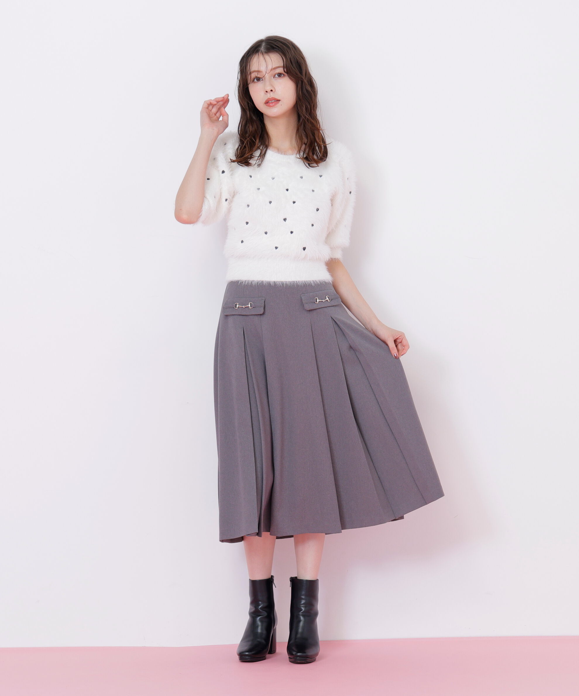  「ハート刺繍シャギーニット」|ニット・セーター|