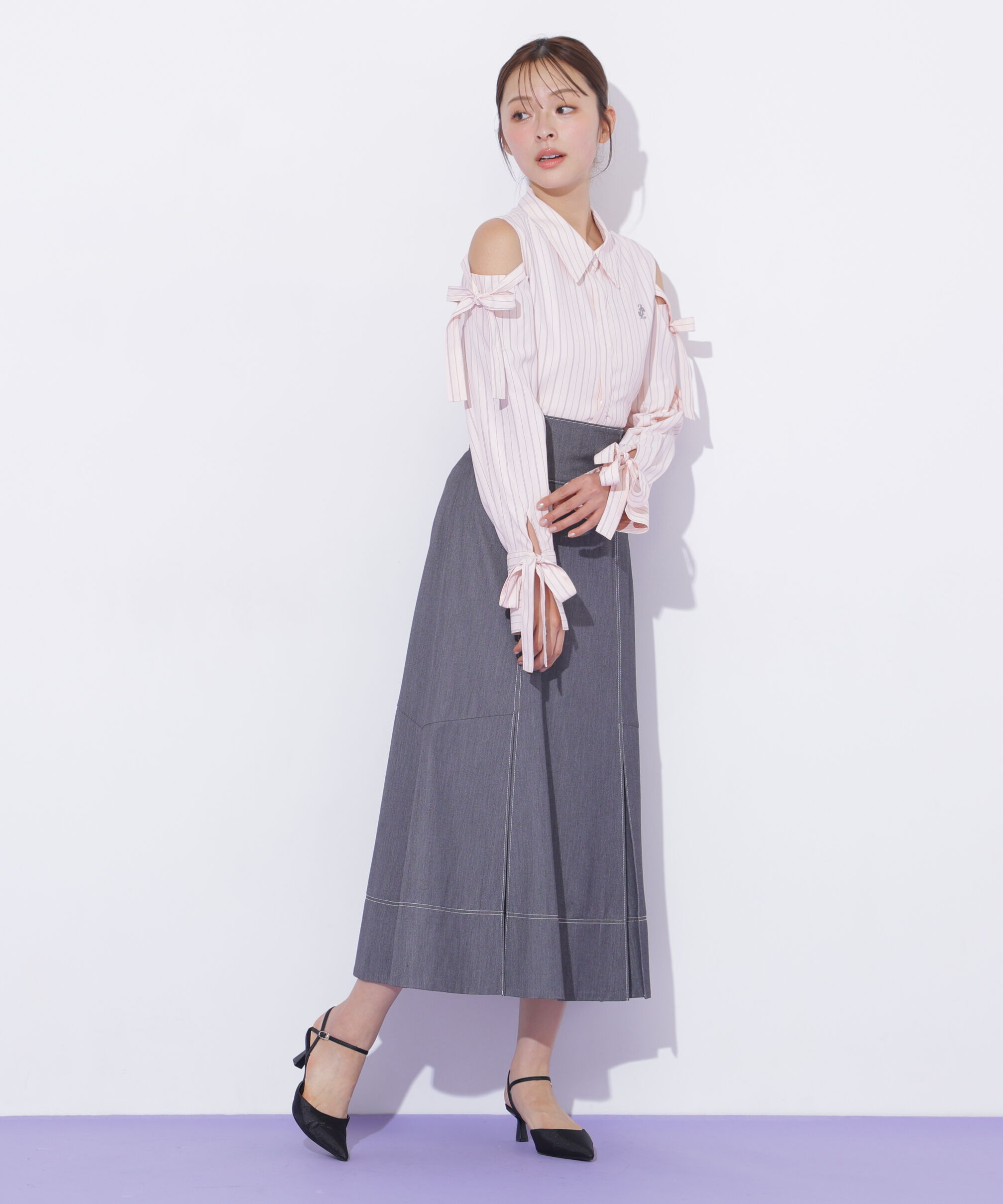  「ショルダーリボンシャツ」|シャツ・ブラウス|