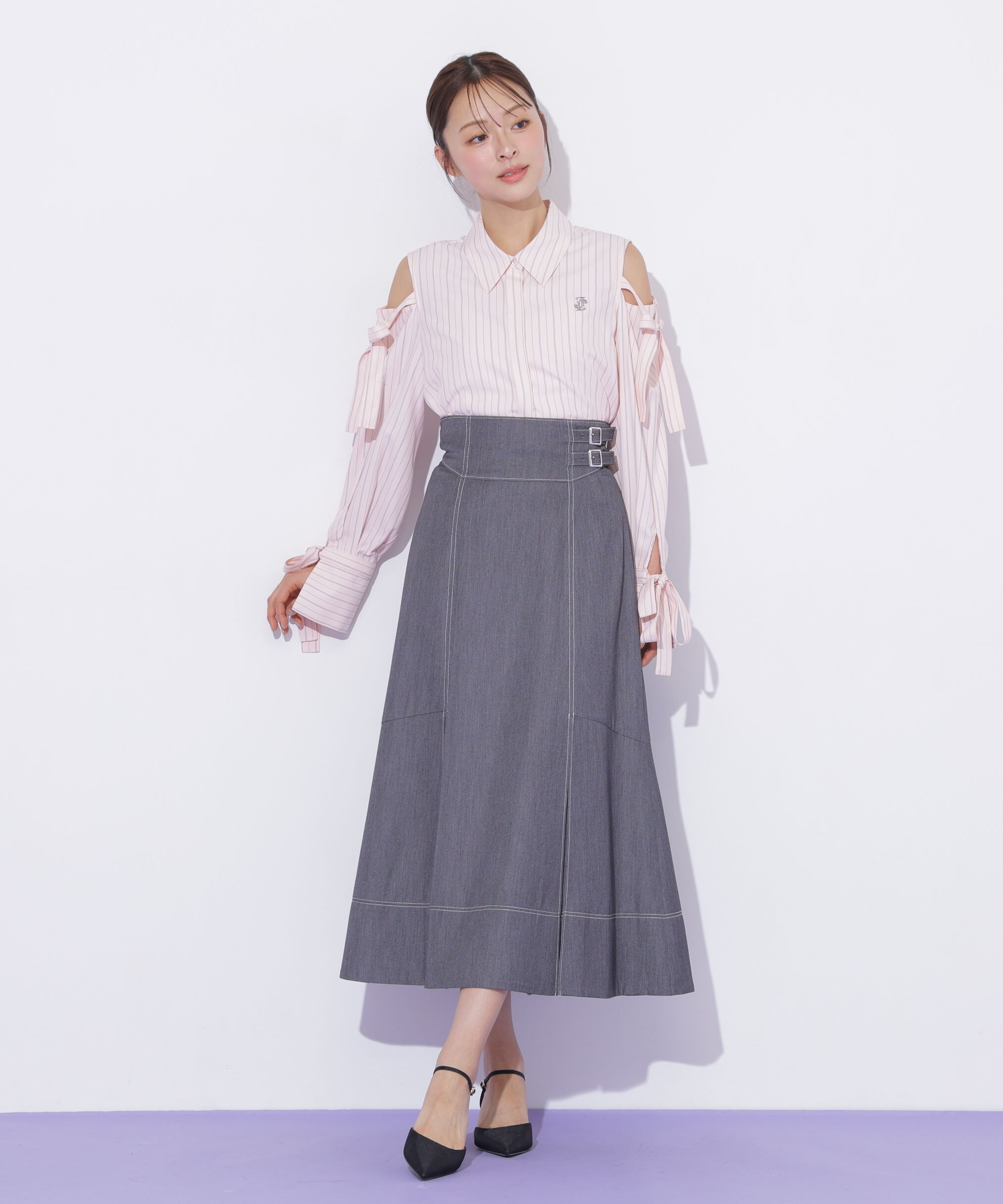  「ショルダーリボンシャツ」|シャツ・ブラウス|