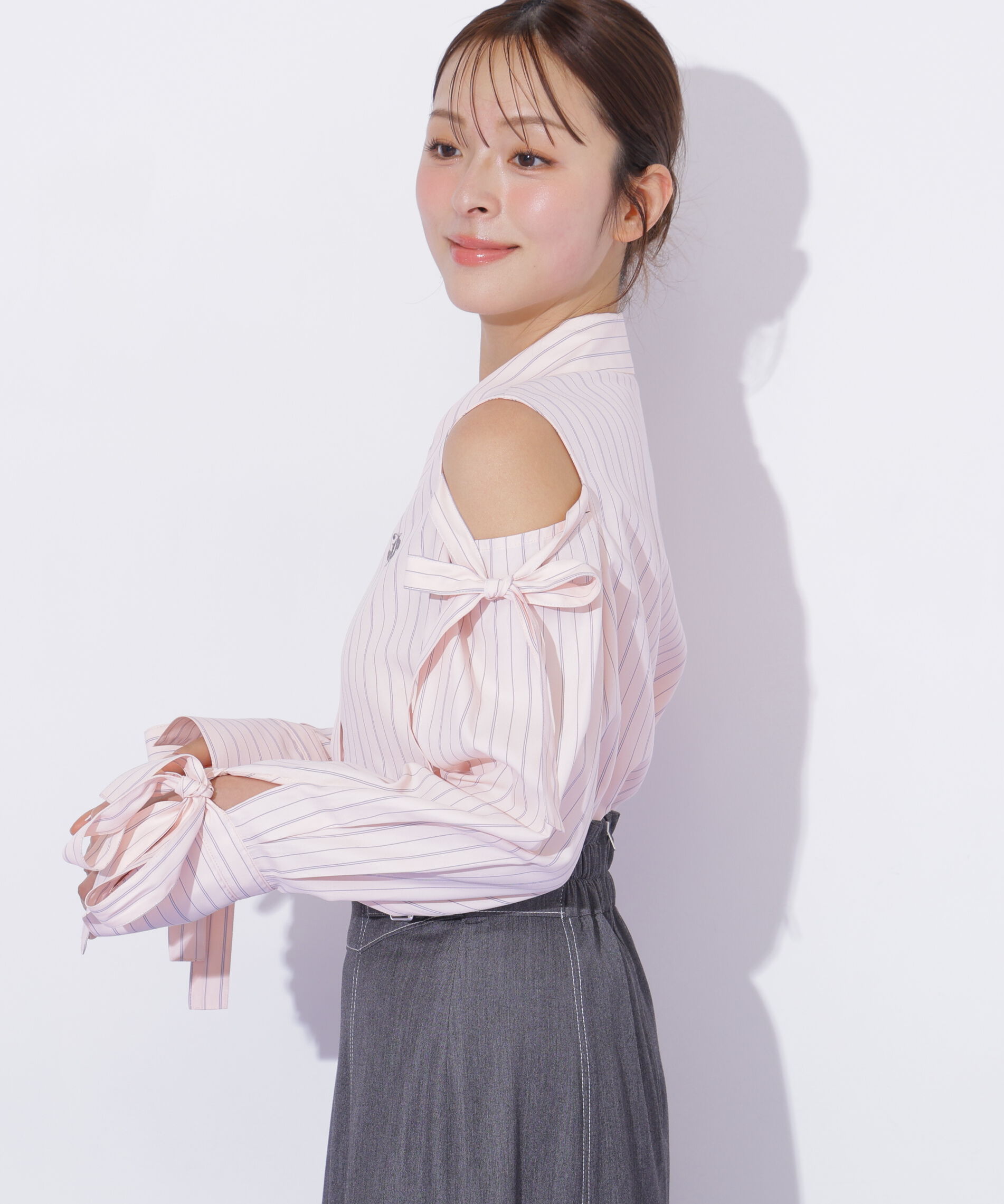  「ショルダーリボンシャツ」|シャツ・ブラウス|