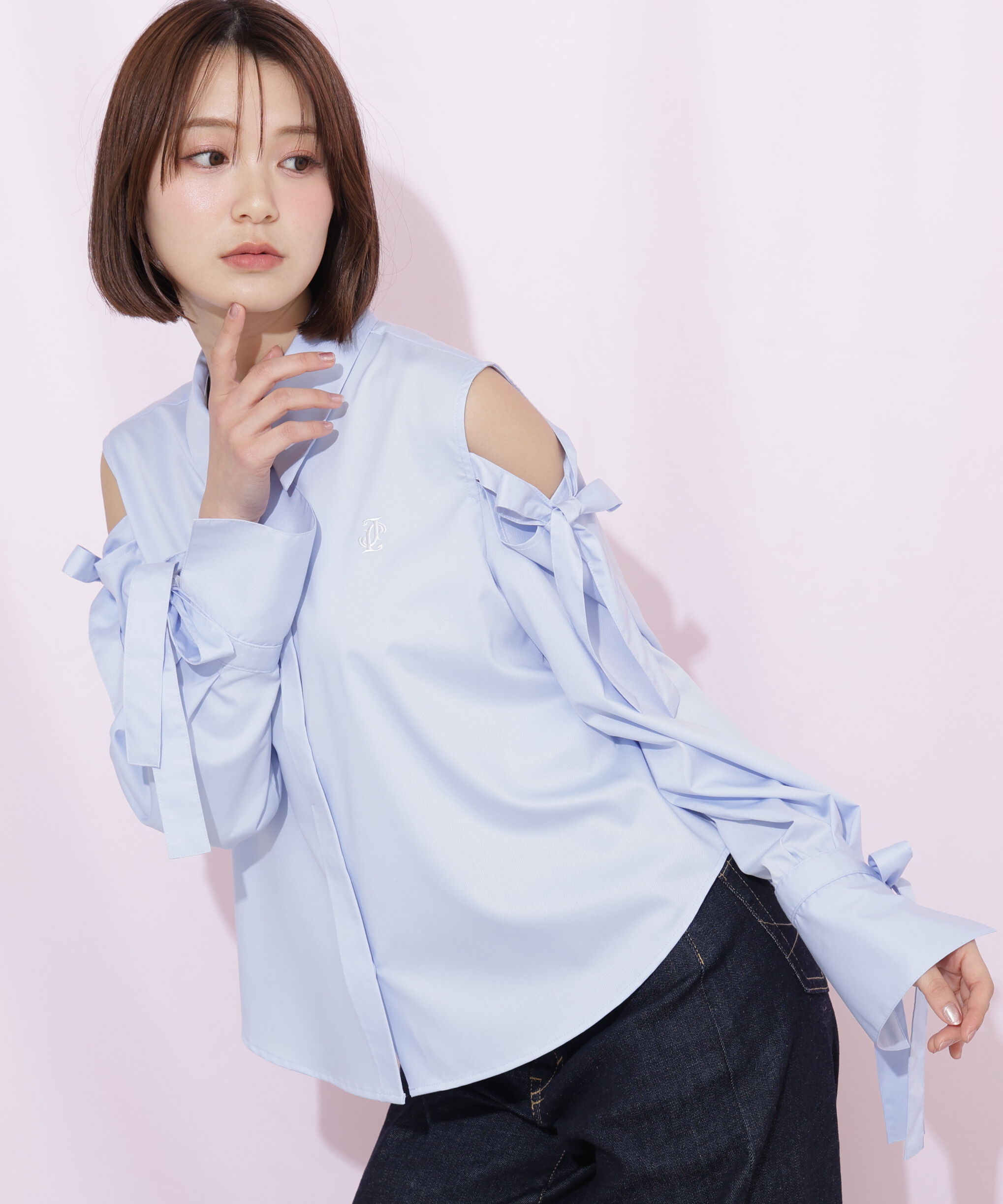  「ショルダーリボンシャツ」|シャツ・ブラウス|