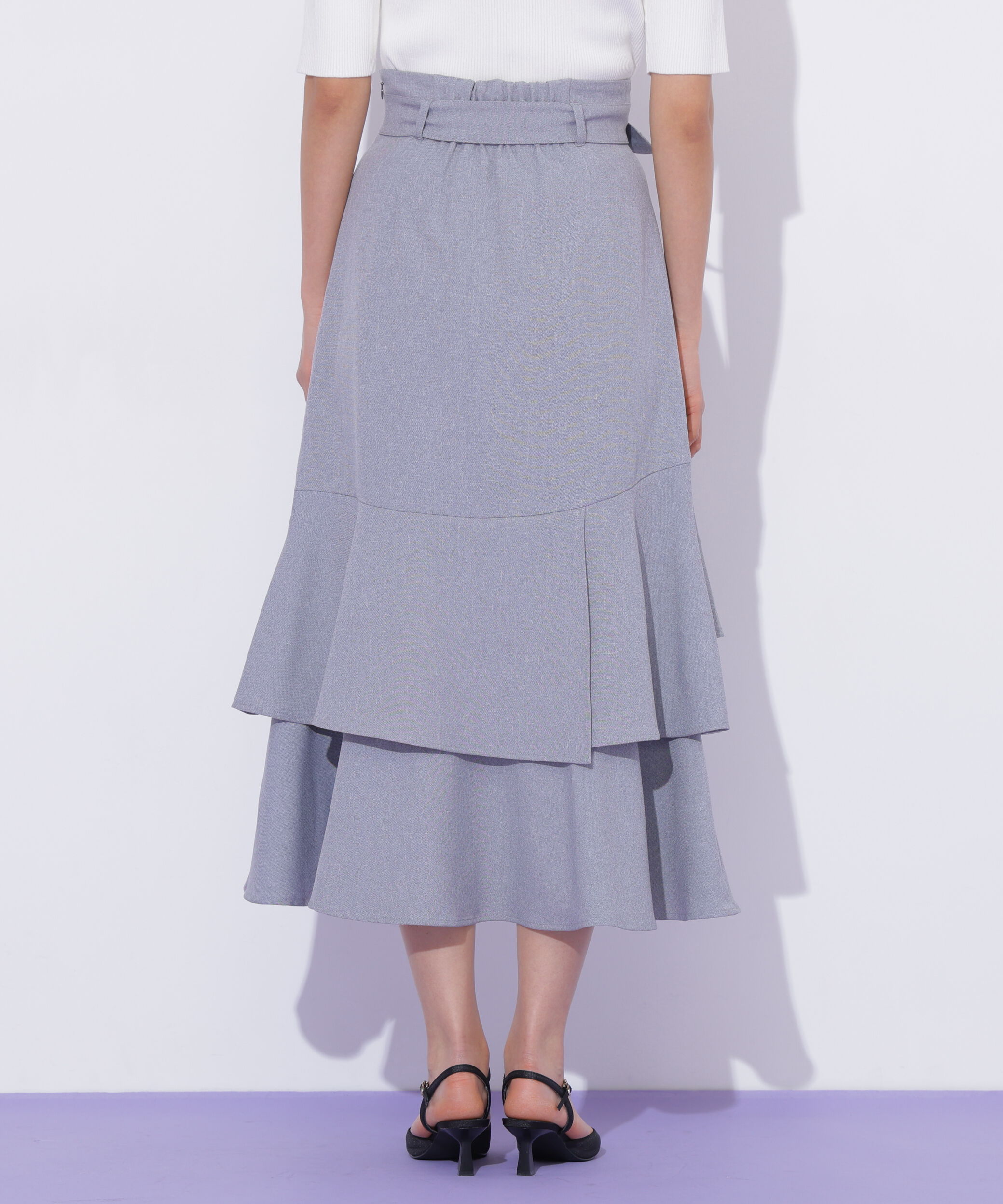  「ベルト付きアシメヘムスカート」|スカート|