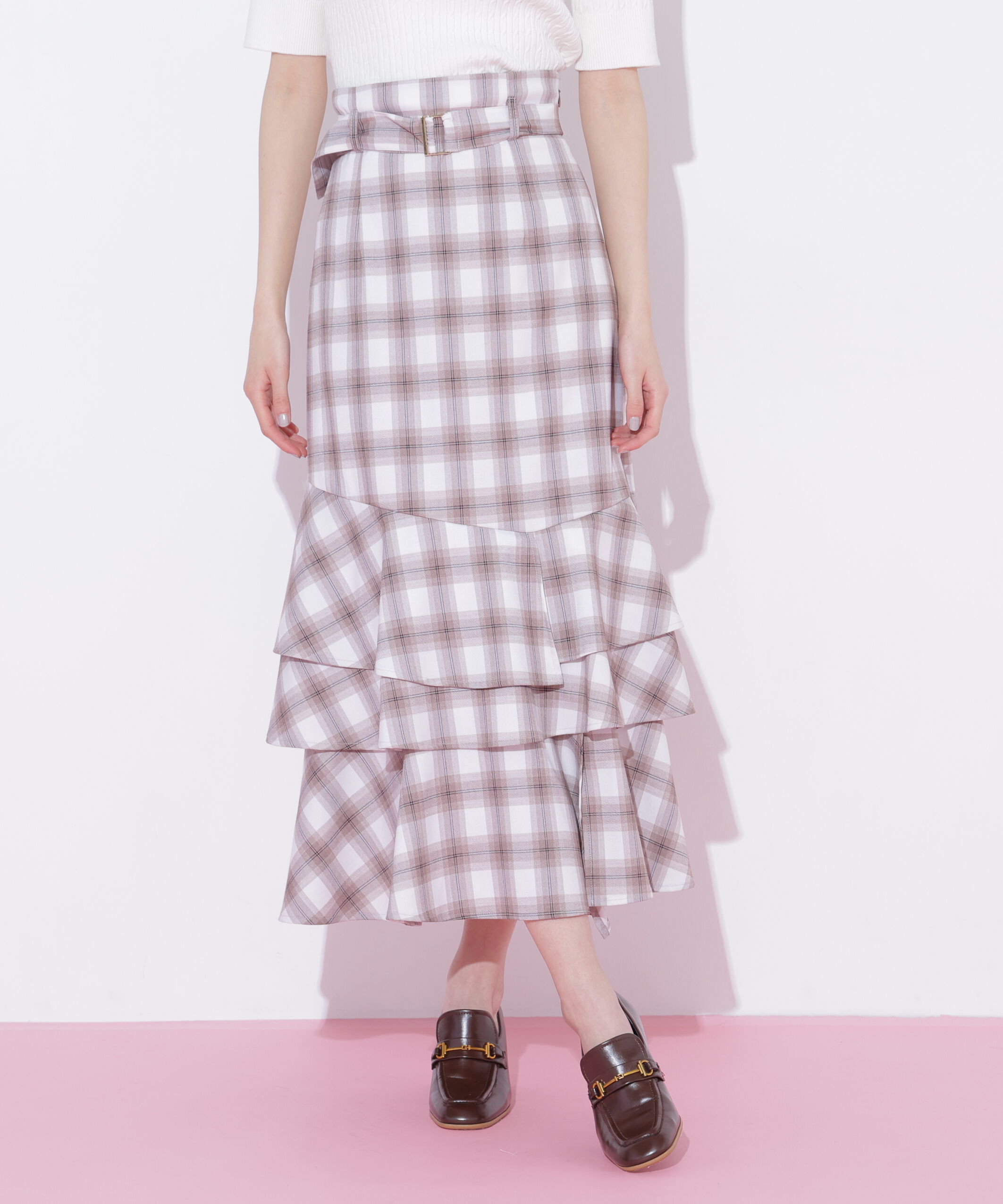  「ベルト付きアシメヘムスカート」|スカート|