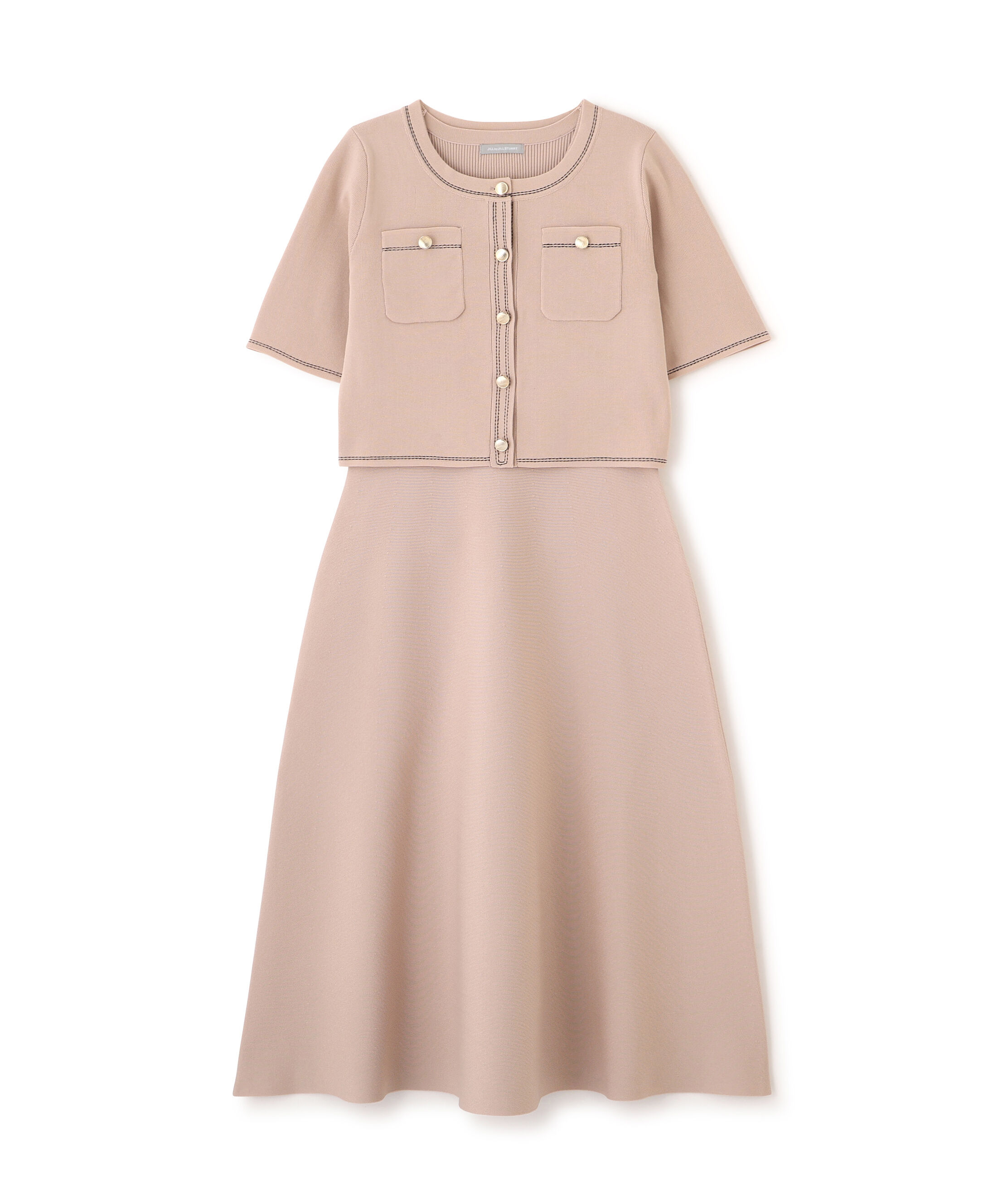  「ニットジャケットセットアップ」|ワンピース|ピンク