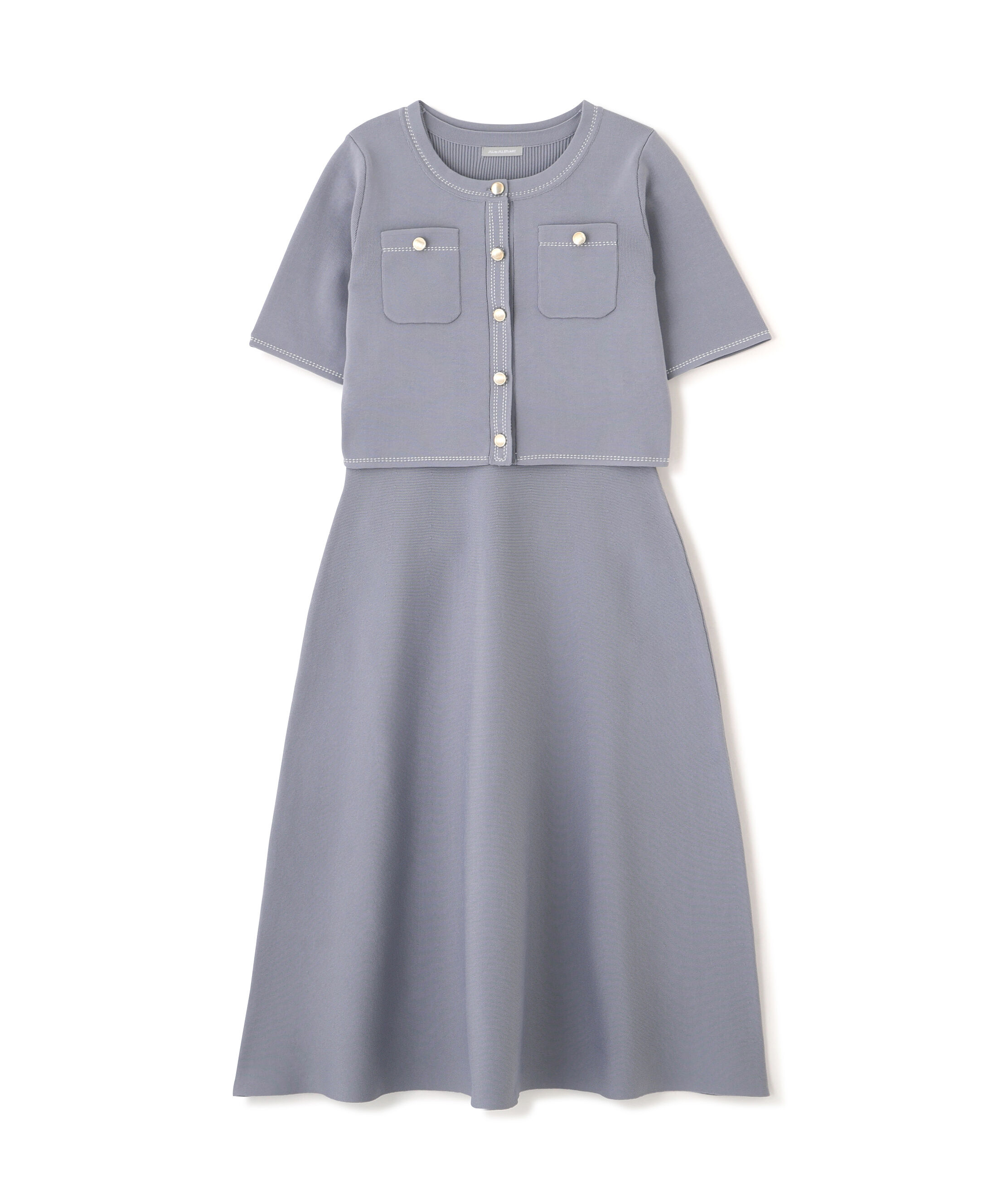  「ニットジャケットセットアップ」|ワンピース|ブルー