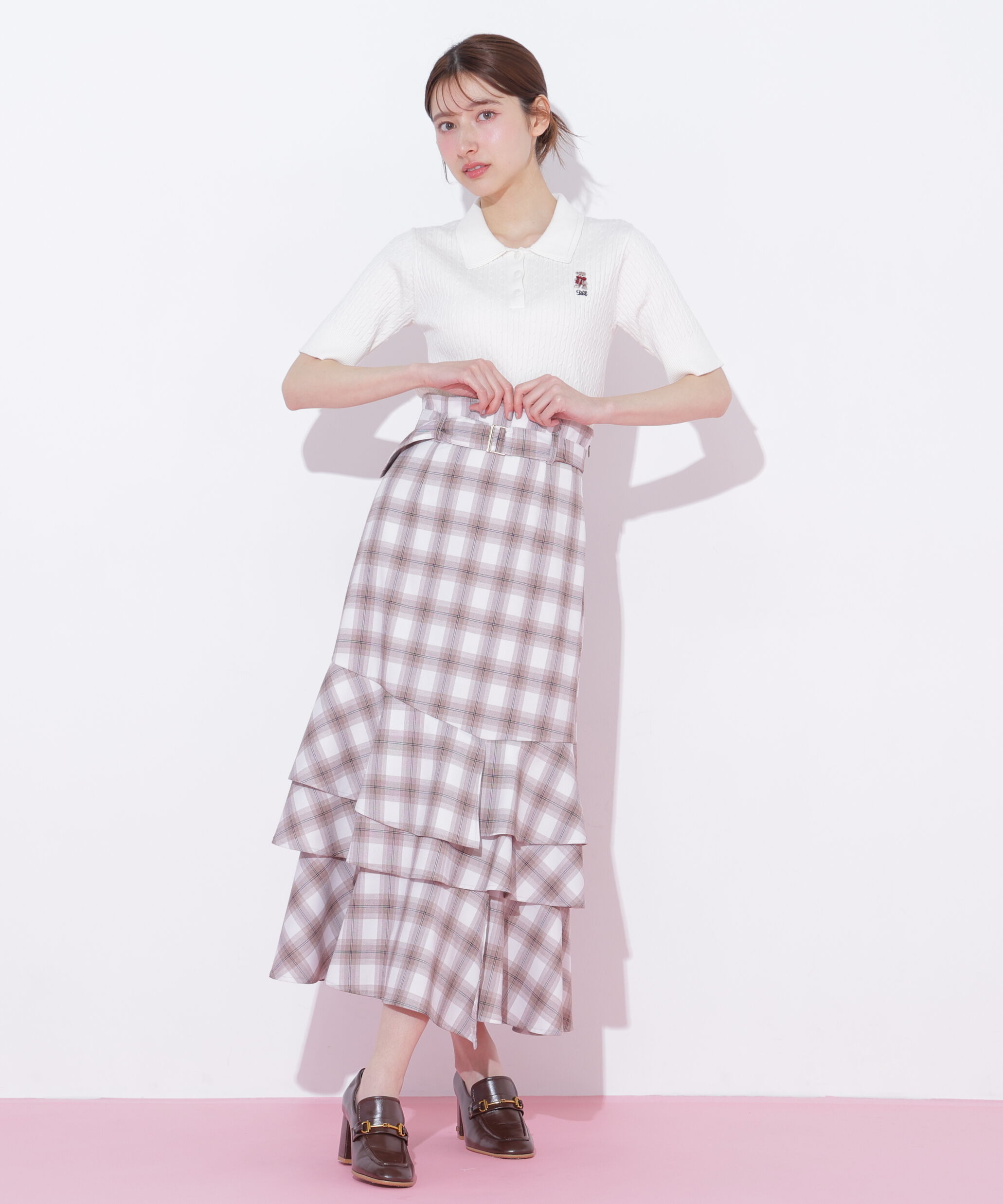  「＜BEARシリーズ＞ダブルカラーケーブルニット」|ニット・セーター|