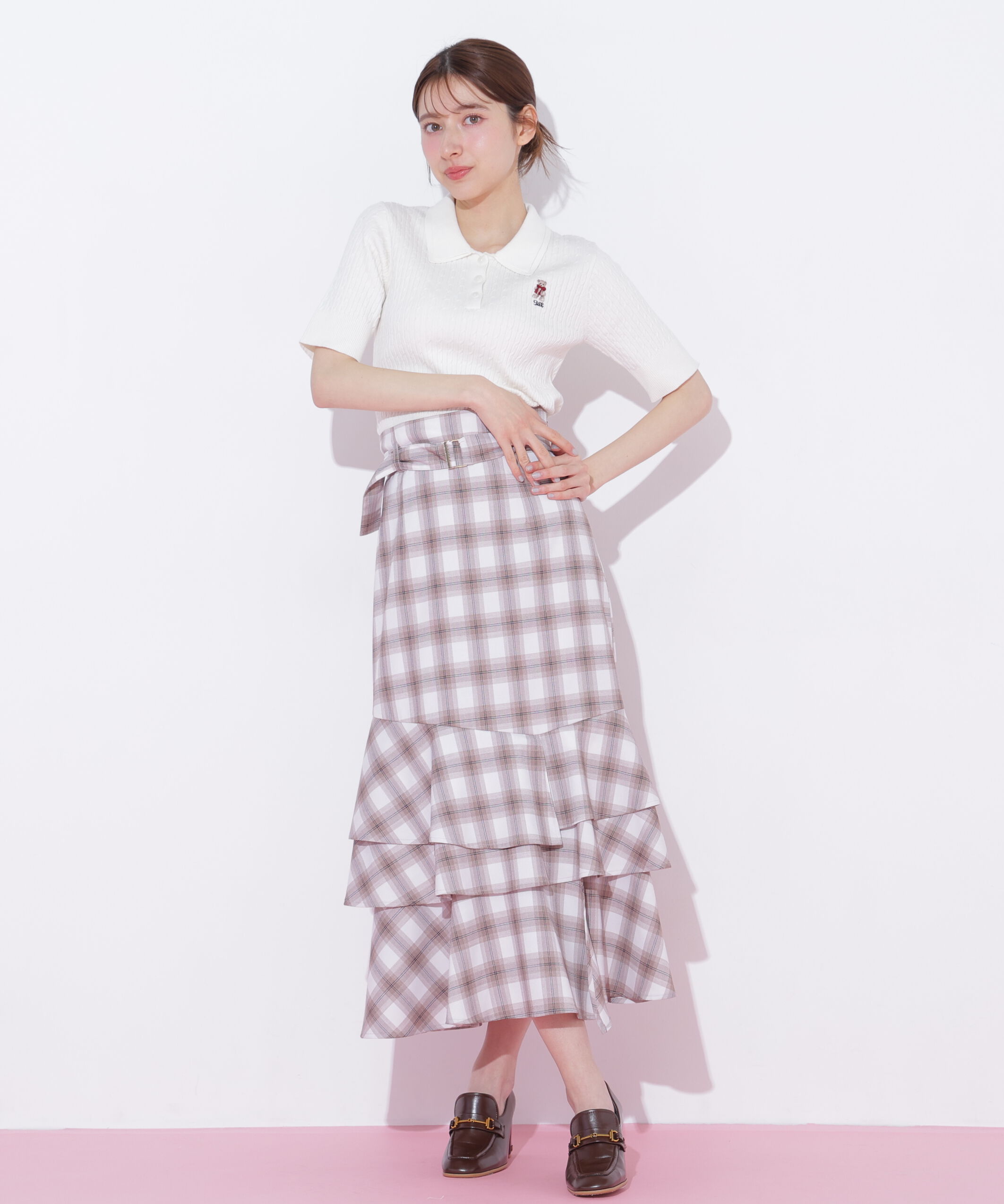  「＜BEARシリーズ＞ダブルカラーケーブルニット」|ニット・セーター|