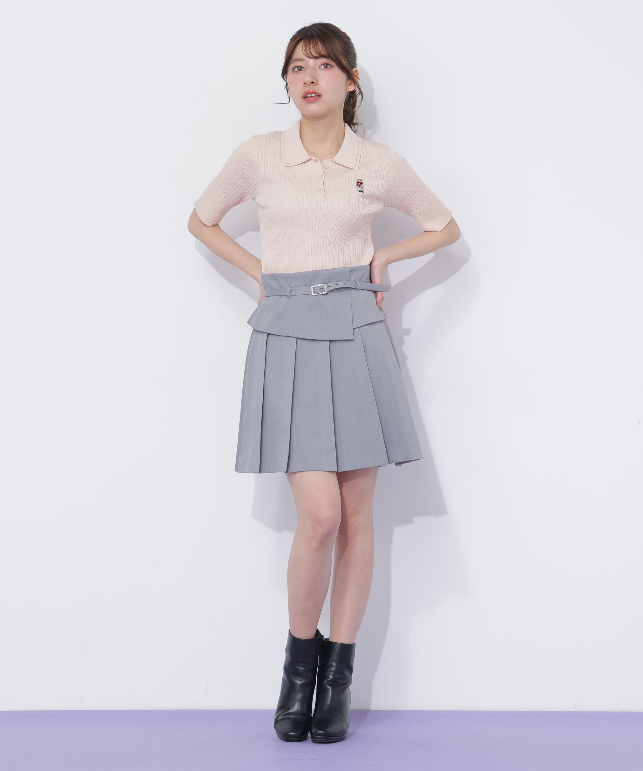  「＜BEARシリーズ＞ダブルカラーケーブルニット」|ニット・セーター|