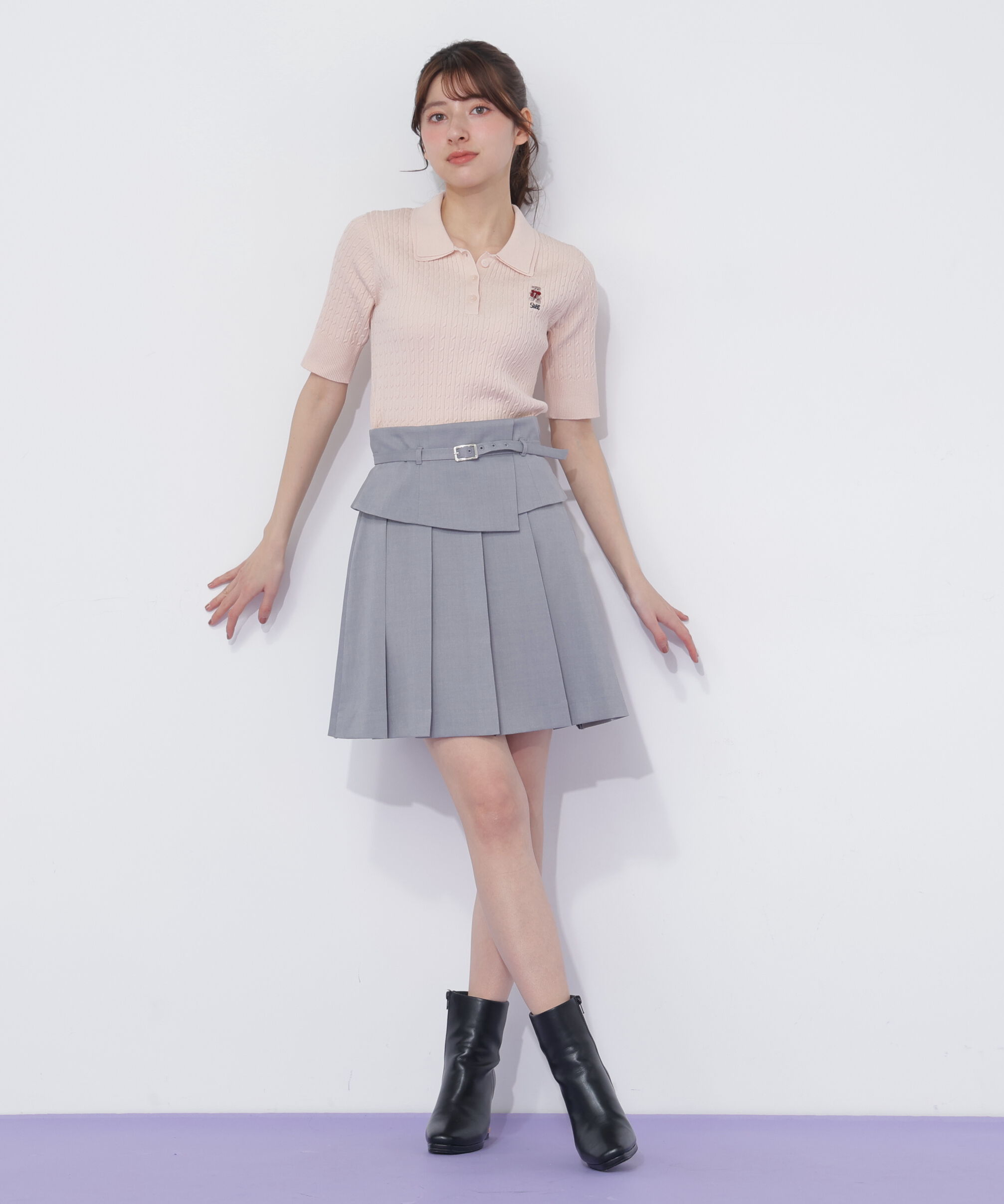  「＜BEARシリーズ＞ダブルカラーケーブルニット」|ニット・セーター|