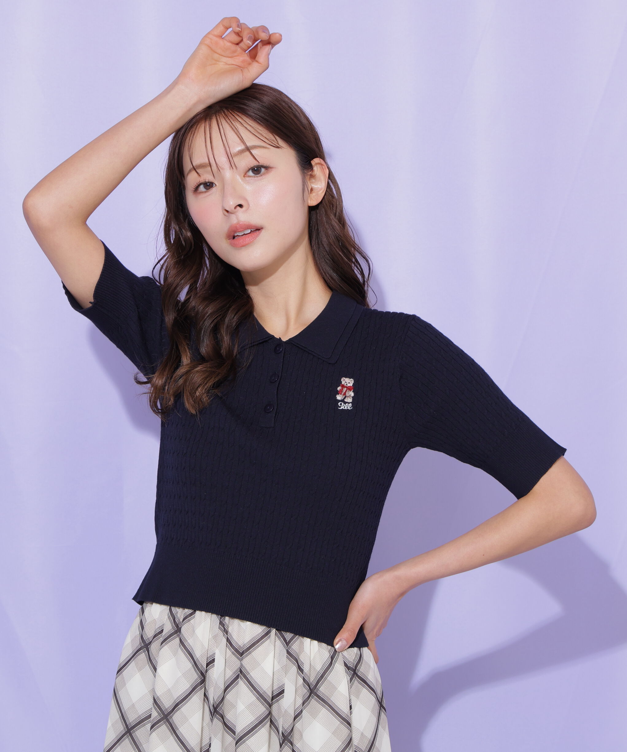  「＜BEARシリーズ＞ダブルカラーケーブルニット」|ニット・セーター|