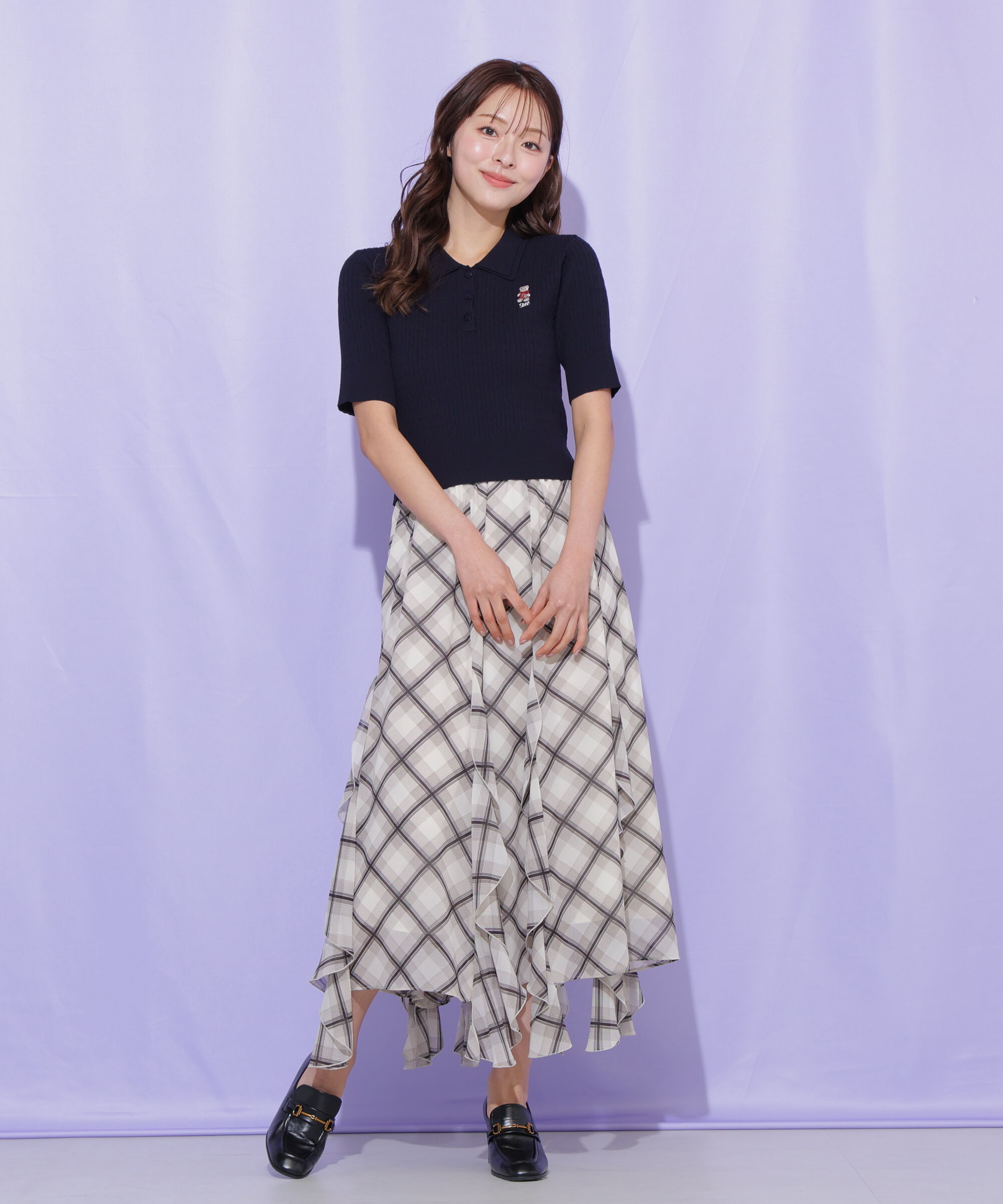  「＜BEARシリーズ＞ダブルカラーケーブルニット」|ニット・セーター|