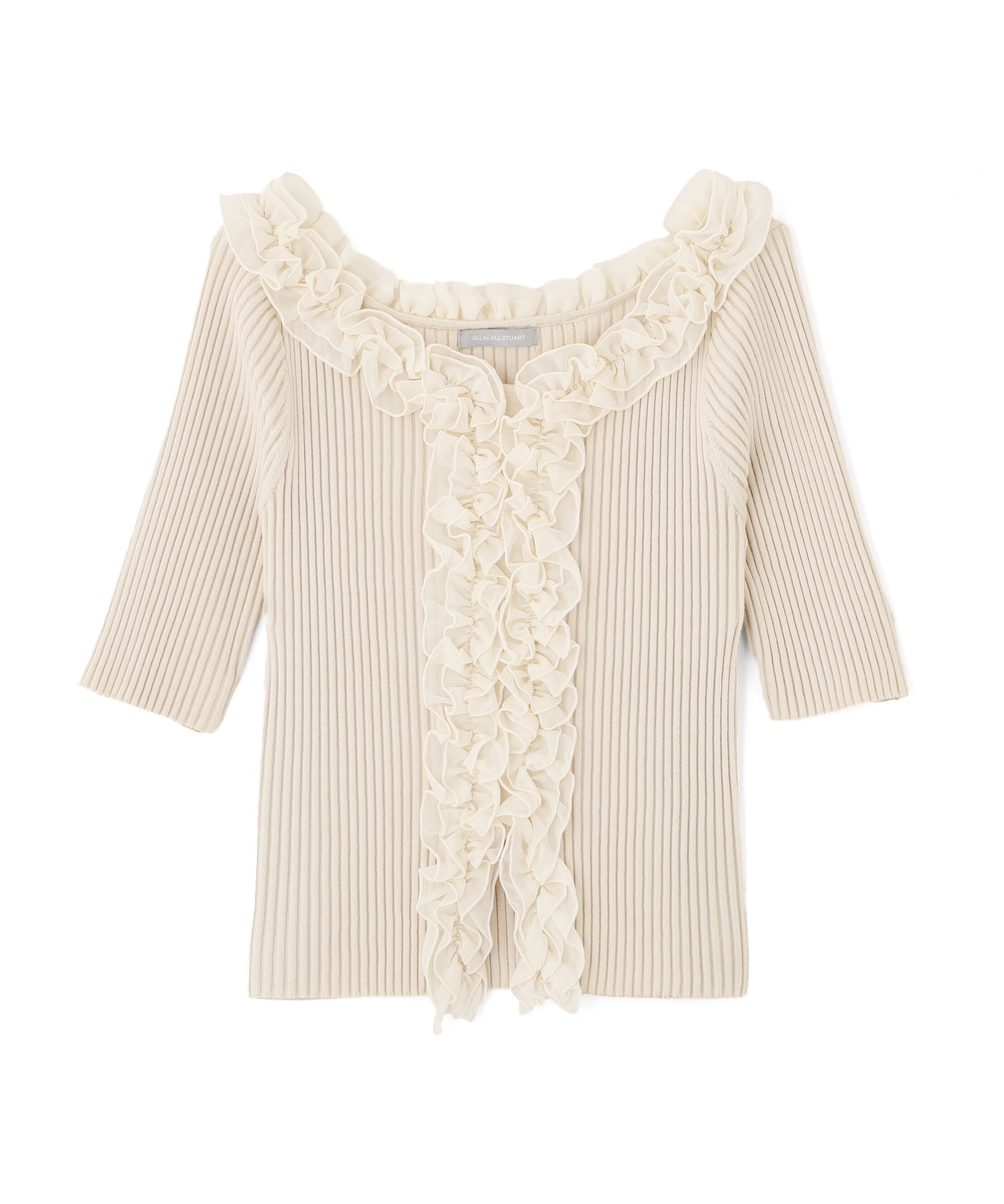  「フリルトリムニット半袖」|ニット・セーター|エクリュ