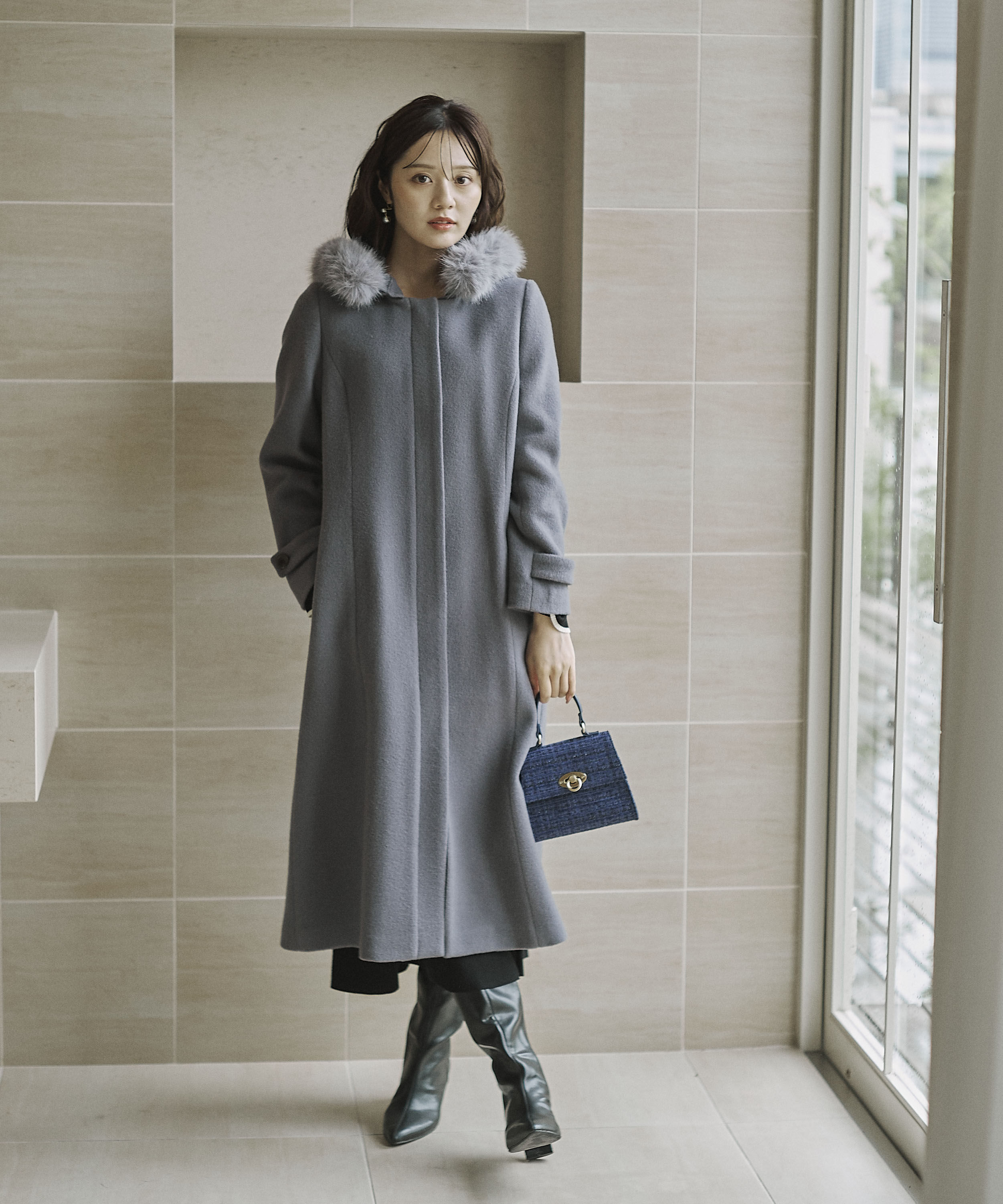 PROPORTION BODY DRESSING「モッサフードフェイクファーロングコート 25AW」|その他|