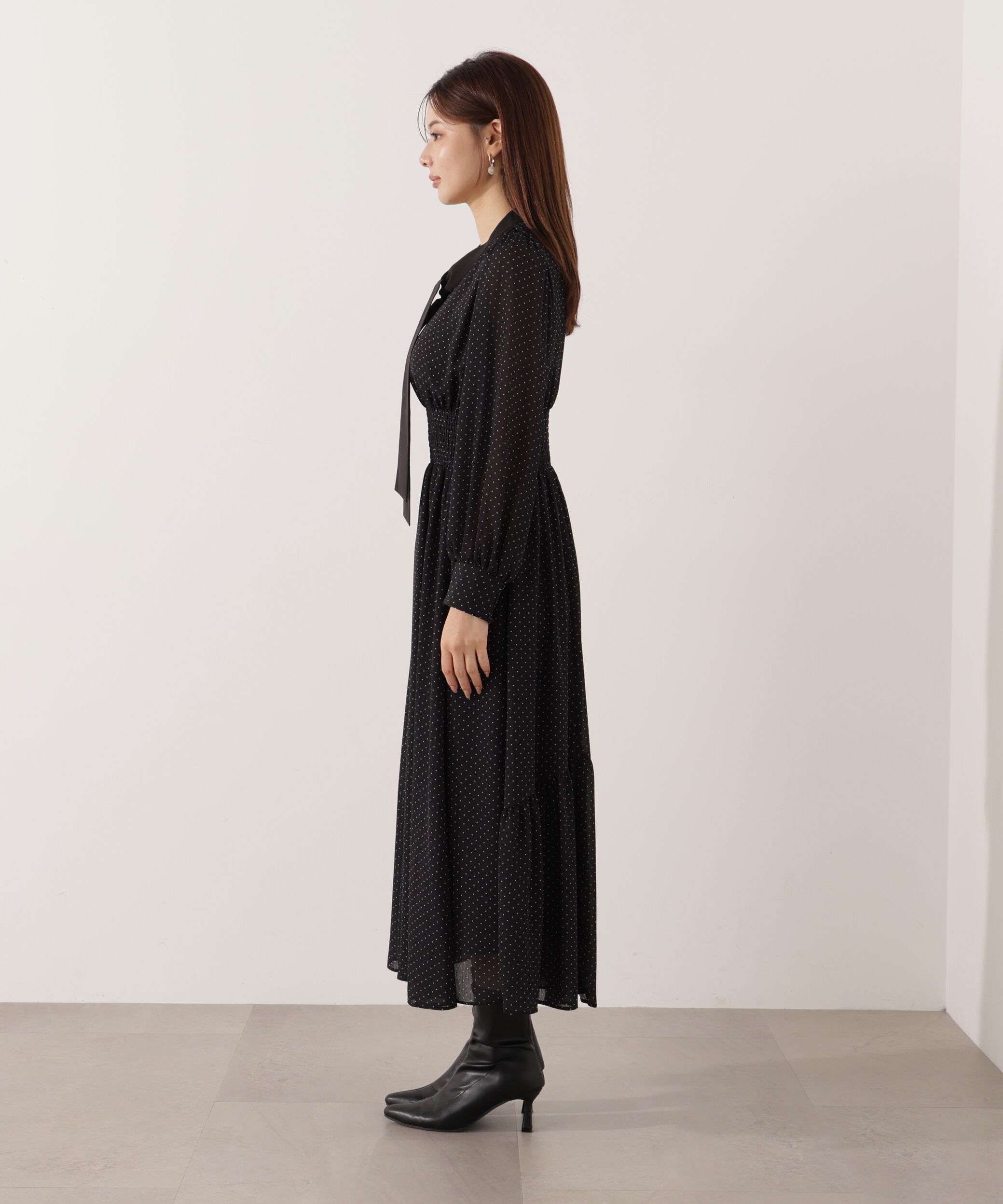 PROPORTION BODY DRESSING「タイ付きウエストシャーリングワンピース」|ワンピース|