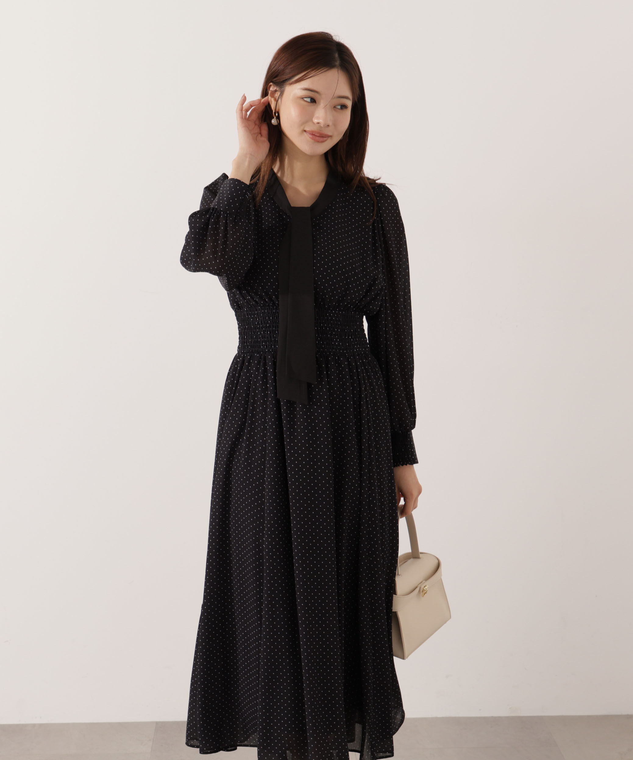 PROPORTION BODY DRESSING「タイ付きウエストシャーリングワンピース」|ワンピース|