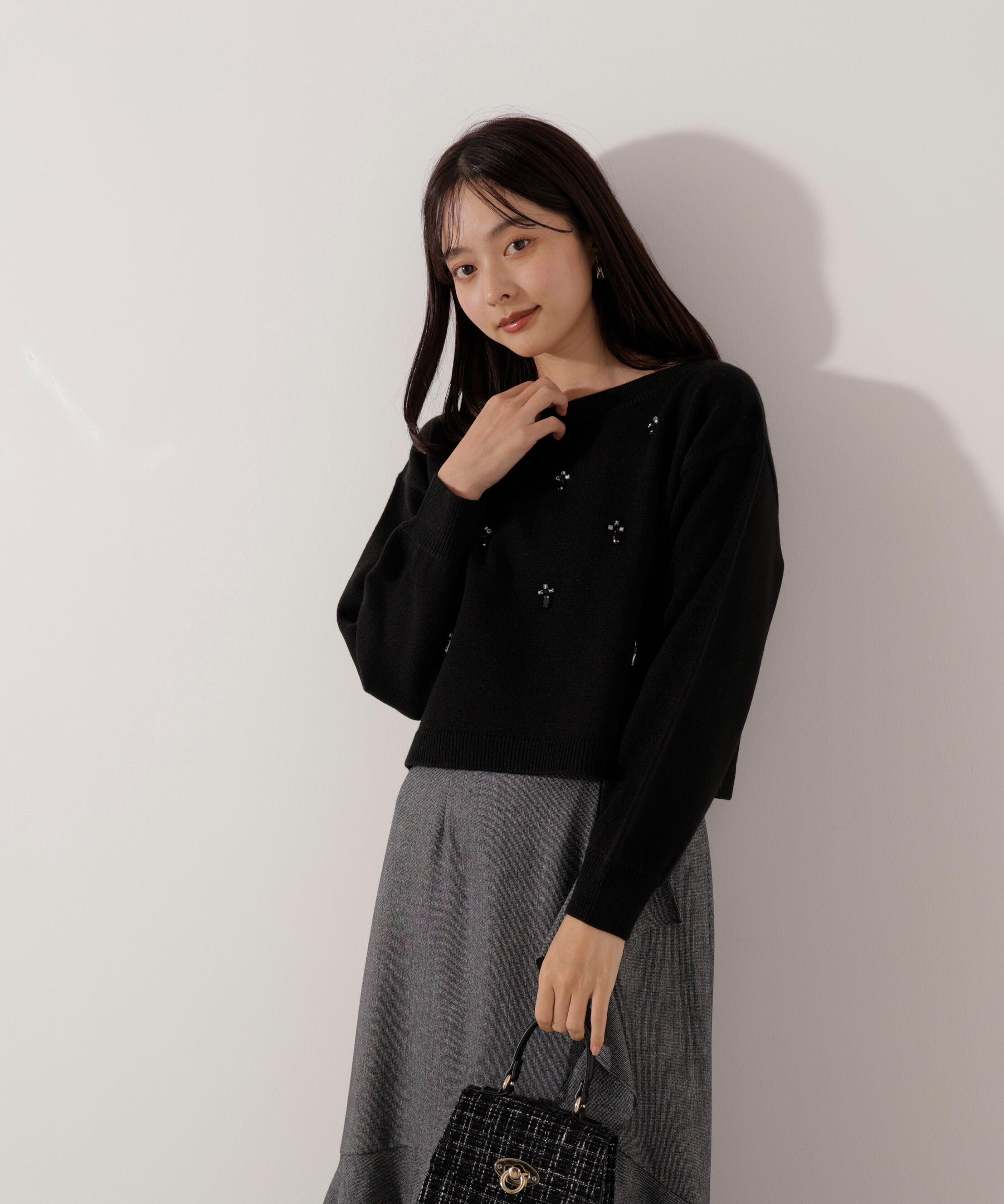 PROPORTION BODY DRESSING「ビジュー付きボックスニット」|ニット・セーター|