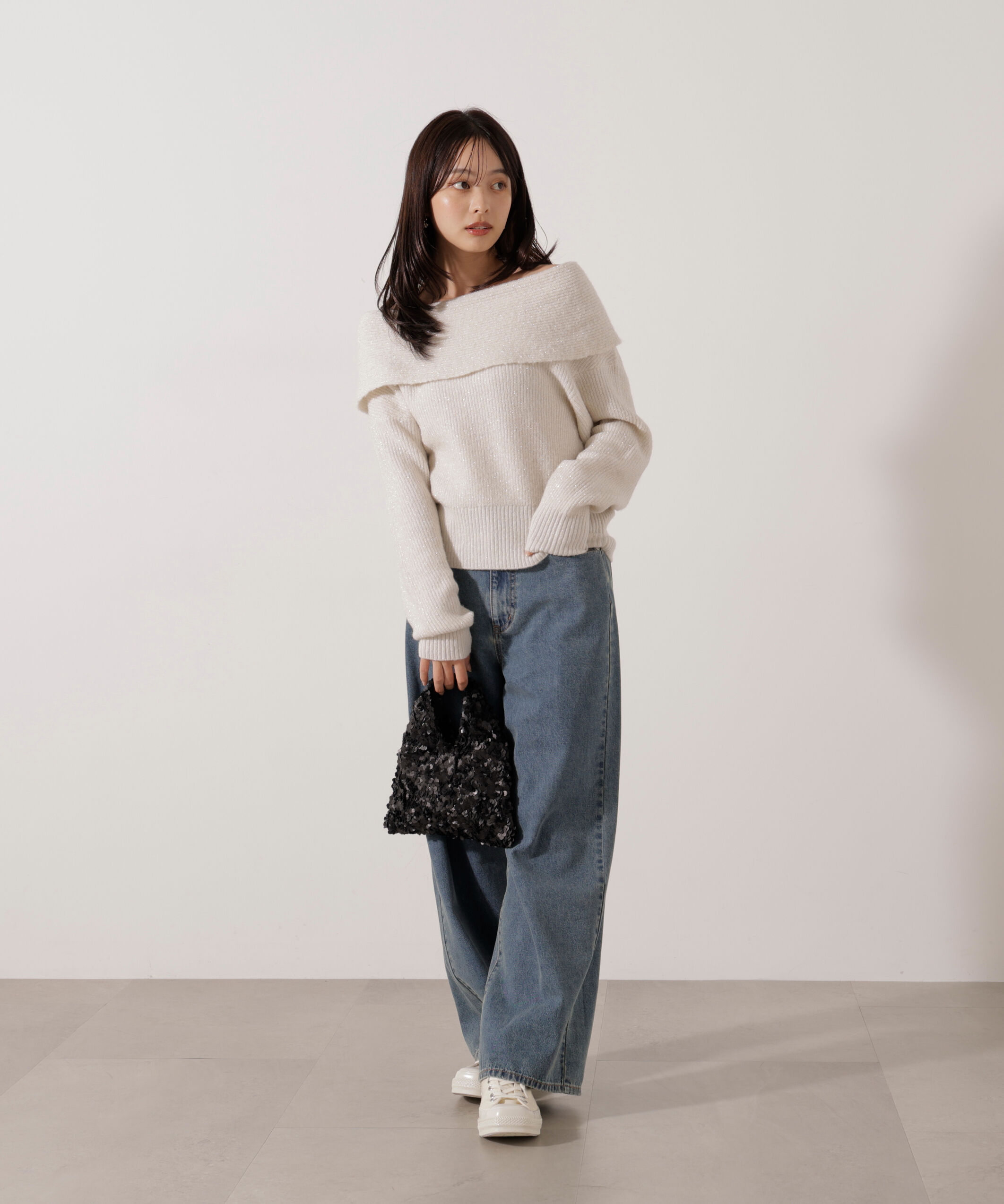 PROPORTION BODY DRESSING「ラメ入りオフショルニット」|ニット・セーター|