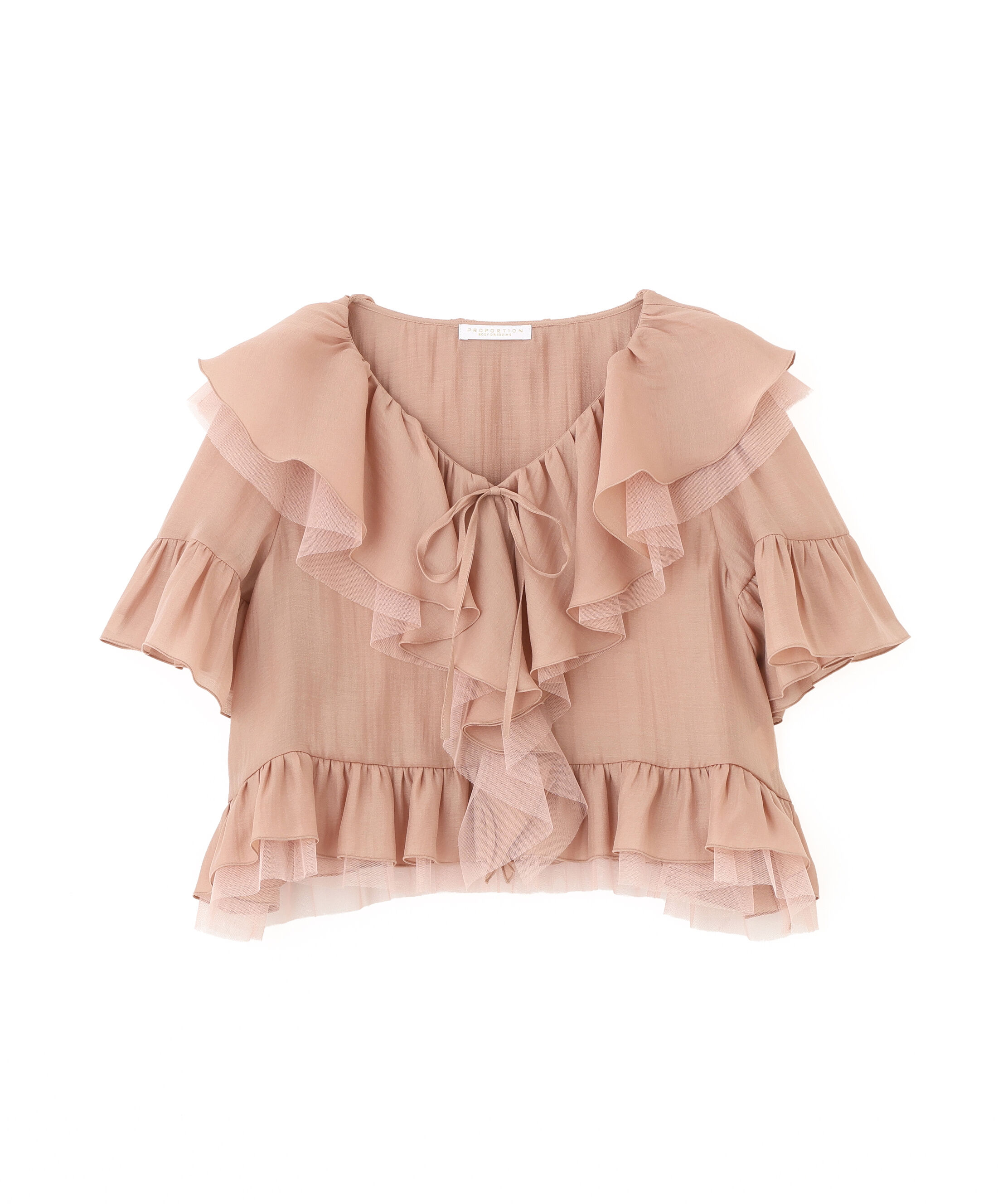 PROPORTION BODY DRESSING「チュール付きラッフルブラウス 26SS」|シャツ・ブラウス|