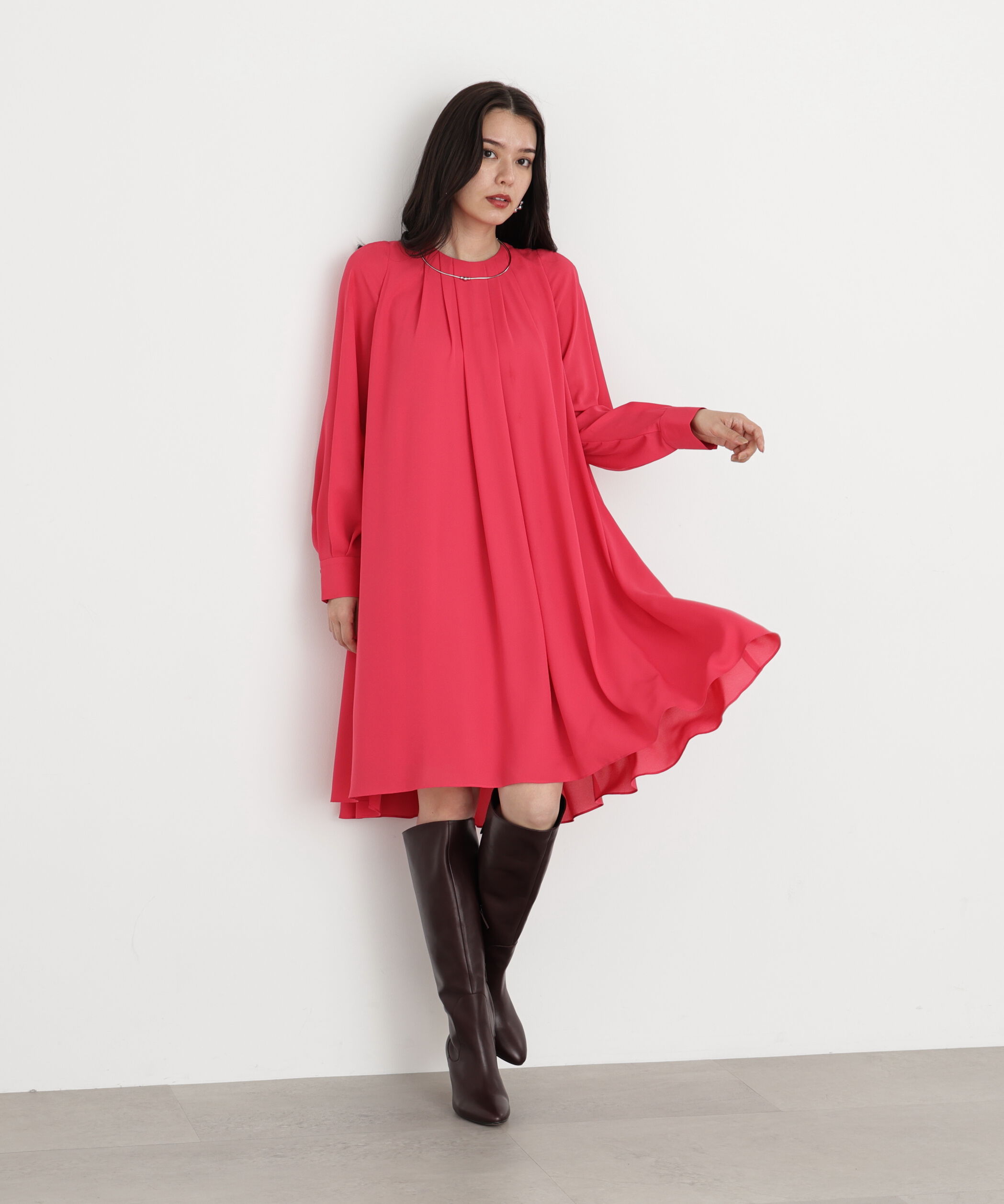  「◆タックフレアジョーゼットワンピース」|ワンピース|