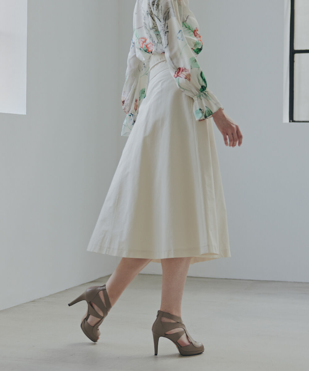  「ステッチベルトフレアースカート」|スカート|エクリュ1