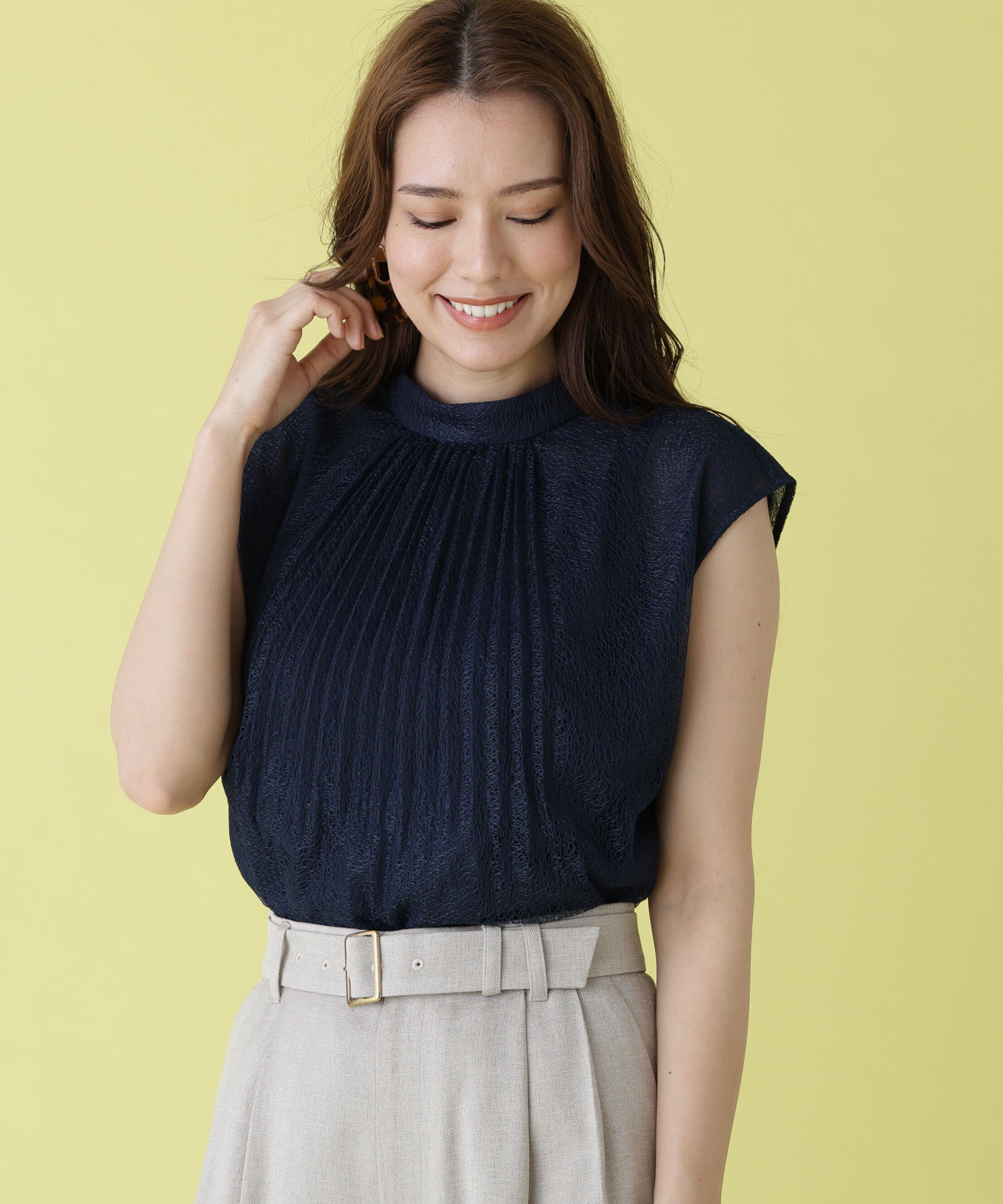  「レースプリーツブラウス」|シャツ・ブラウス|