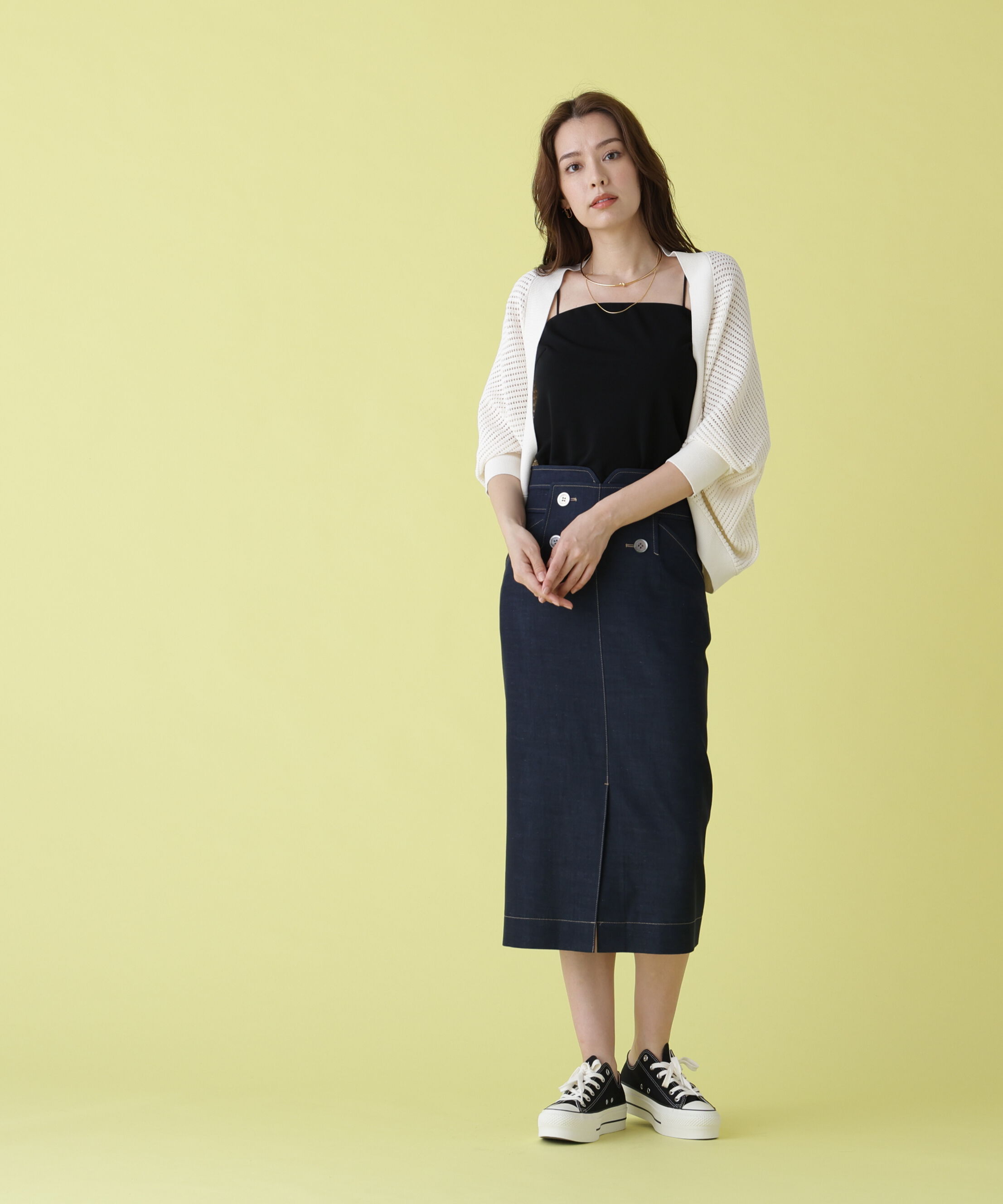  「ボタンアクセントスカート」|スカート|