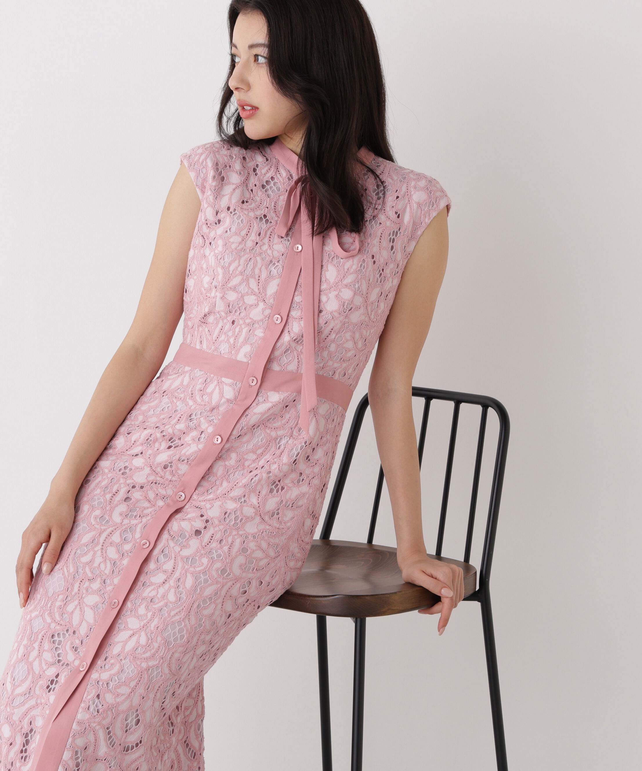  「バックマーメイドレースワンピース」|ワンピース|ピンク