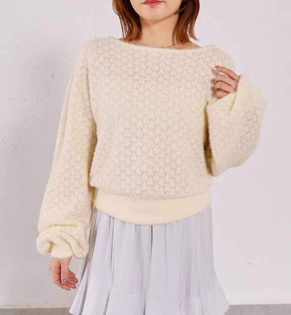 archives「バックリボン透かしニットプルオーバー」|ニット・セーター|IVORY