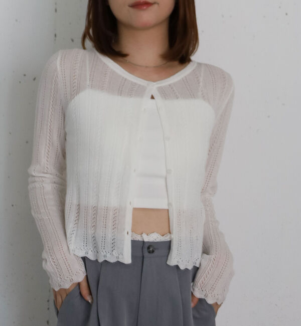 archives「透かし編みラウンドネックコンパクトカーディガン」|カーディガン|