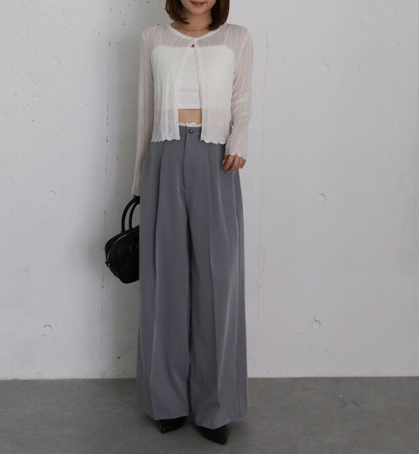 archives「透かし編みラウンドネックコンパクトカーディガン」|カーディガン|