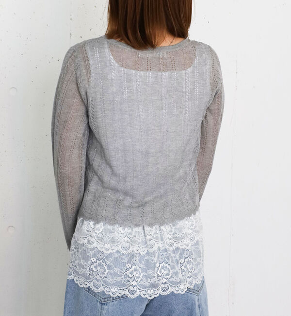 archives「透かし編みラウンドネックコンパクトカーディガン」|カーディガン|