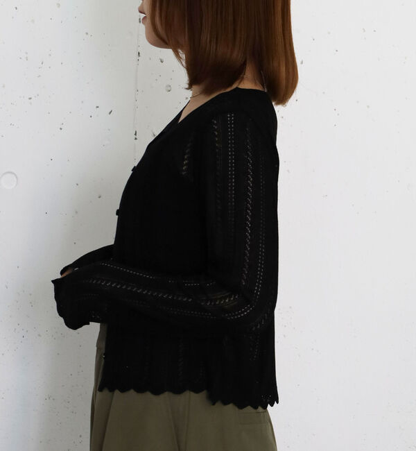 archives「透かし編みラウンドネックコンパクトカーディガン」|カーディガン|