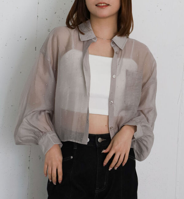 archives「ラインストーンシアーショートシャツ」|シャツ・ブラウス|