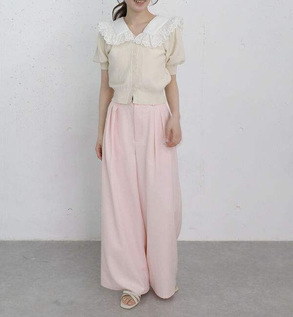 archives「フリルカラー付きパフスリーブニットカーディガン」|カーディガン|