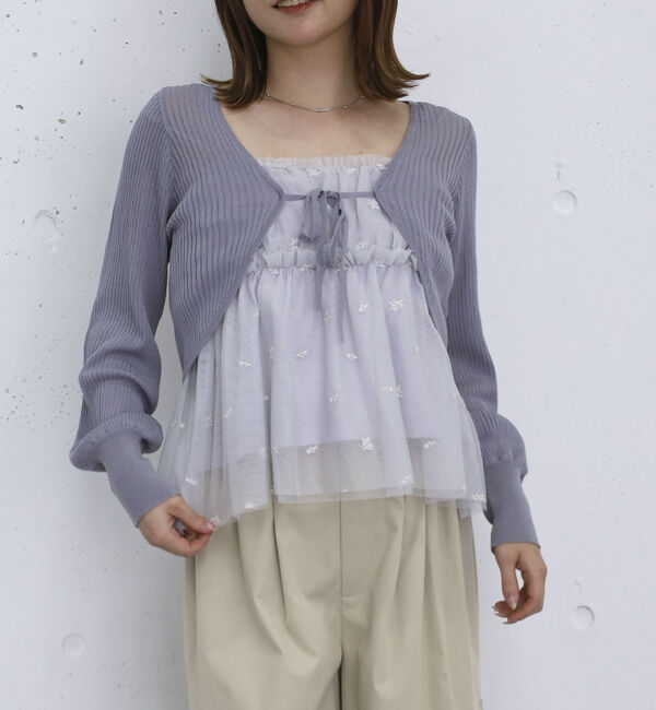 archives「シアーニットボレロ＋花柄チュールペプラムキャミＳＥＴ」|カーディガン|GRAY