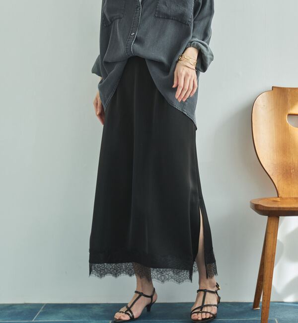 Doux archives「レースサテンスカート」|スカート|BLACK