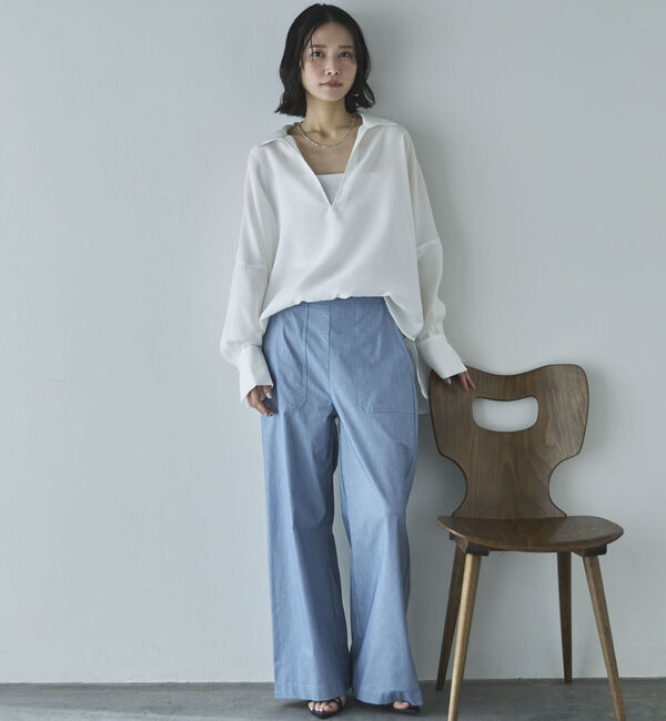 Doux archives「麻調シアースキッパーブラウス」|シャツ・ブラウス|