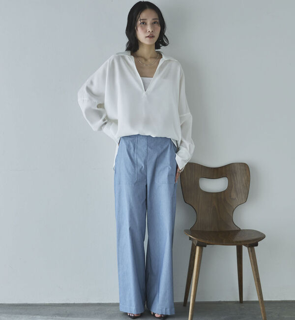 Doux archives「麻調シアースキッパーブラウス」|シャツ・ブラウス|