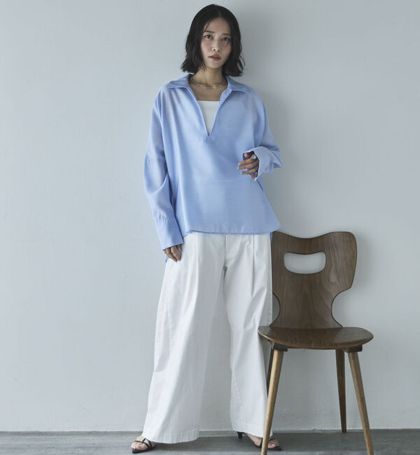Doux archives「麻調シアースキッパーブラウス」|シャツ・ブラウス|