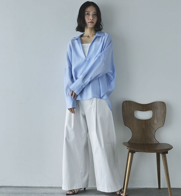 Doux archives「麻調シアースキッパーブラウス」|シャツ・ブラウス|