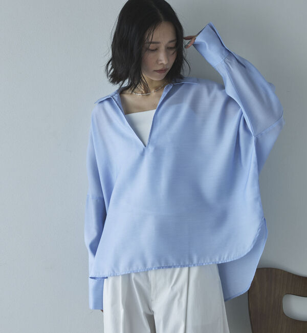 Doux archives「麻調シアースキッパーブラウス」|シャツ・ブラウス|