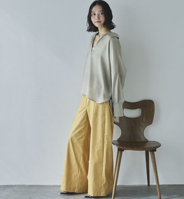 Doux archives「麻調シアースキッパーブラウス」|シャツ・ブラウス|