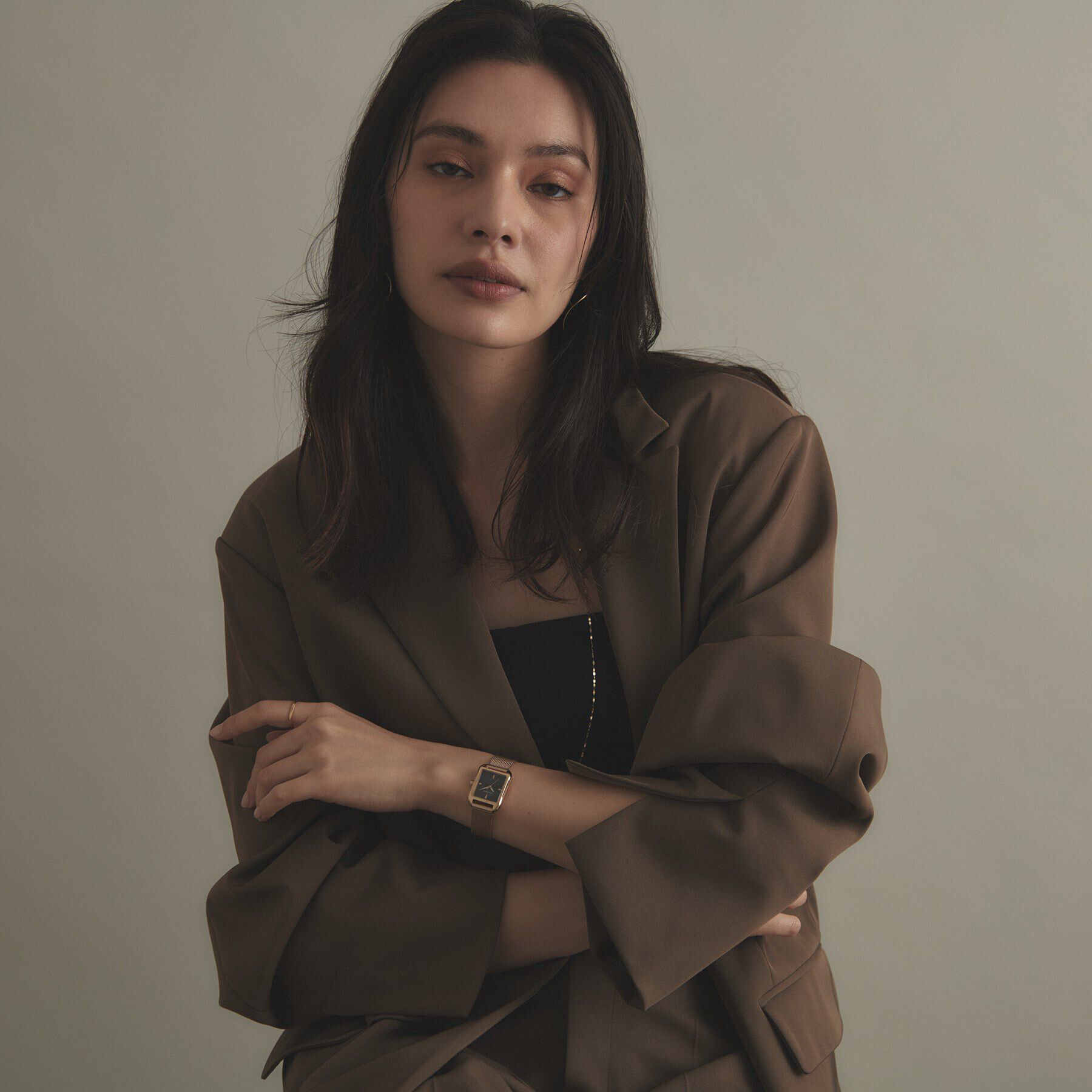 COCOSHNIK「RGスクエアメッシュベルト ウォッチ（ブラック）」|腕時計|