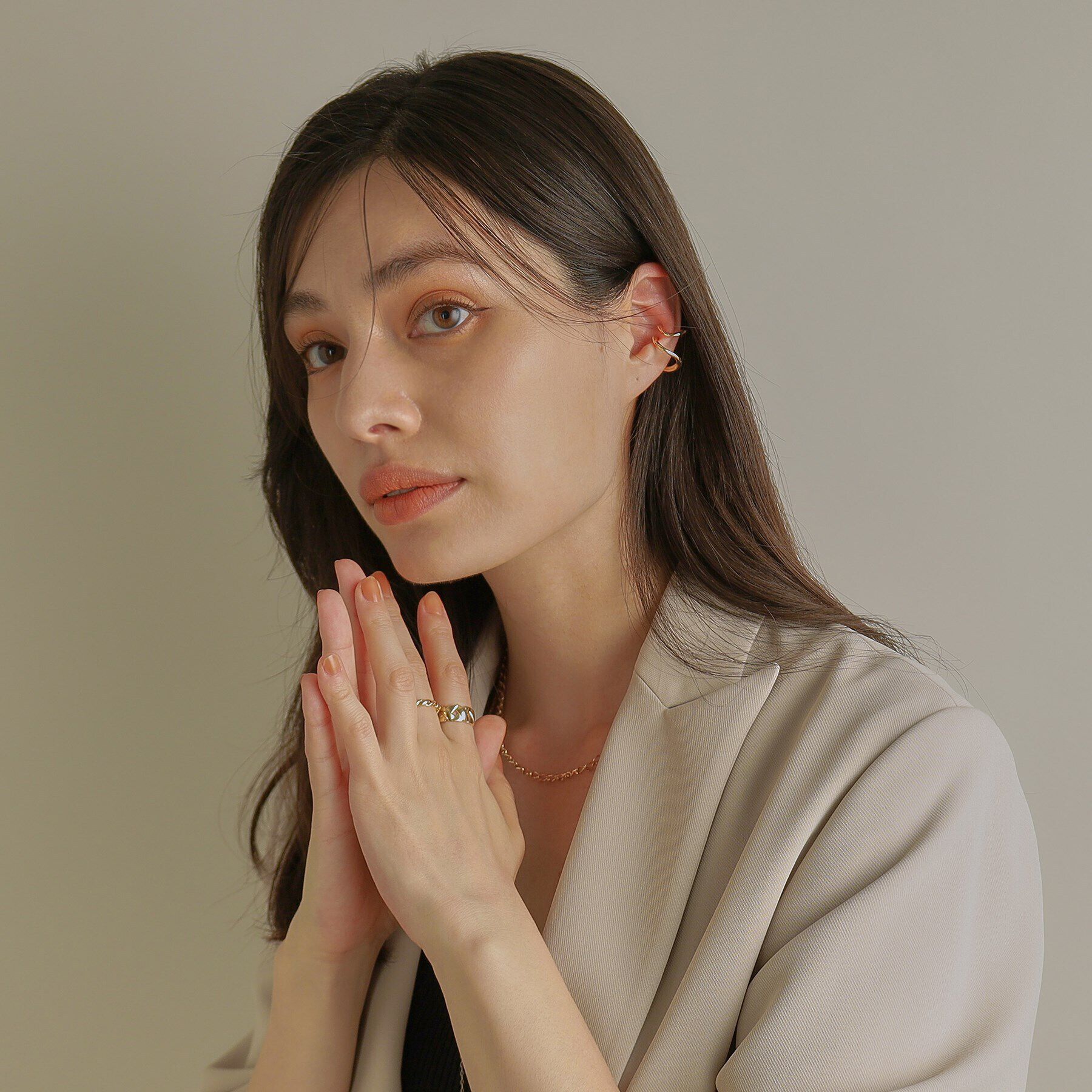 COCOSHNIK「K10Sライン イヤーカフ大」|イヤリング|