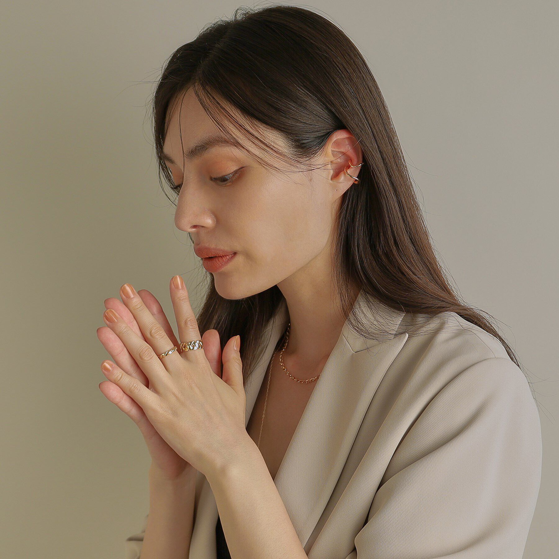 COCOSHNIK「K10Sライン イヤーカフ小」|イヤリング|