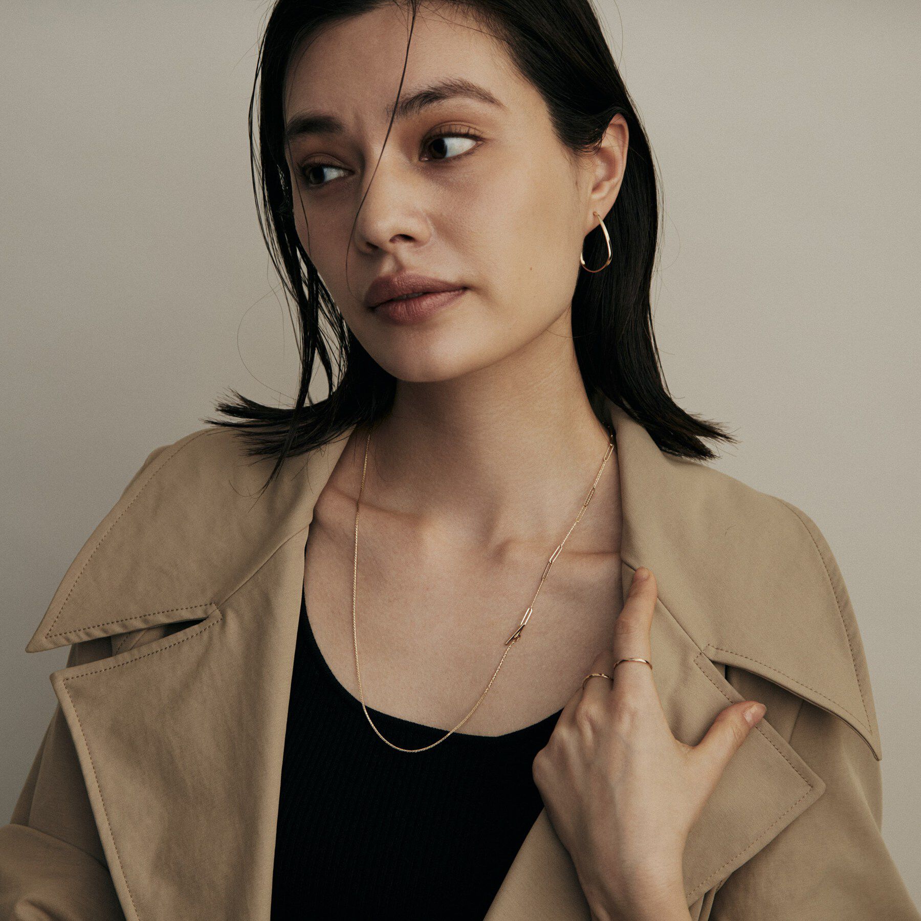 COCOSHNIK「K10スパイクトリプル&times;カットPCマンテル ネックレス」|ネックレス|