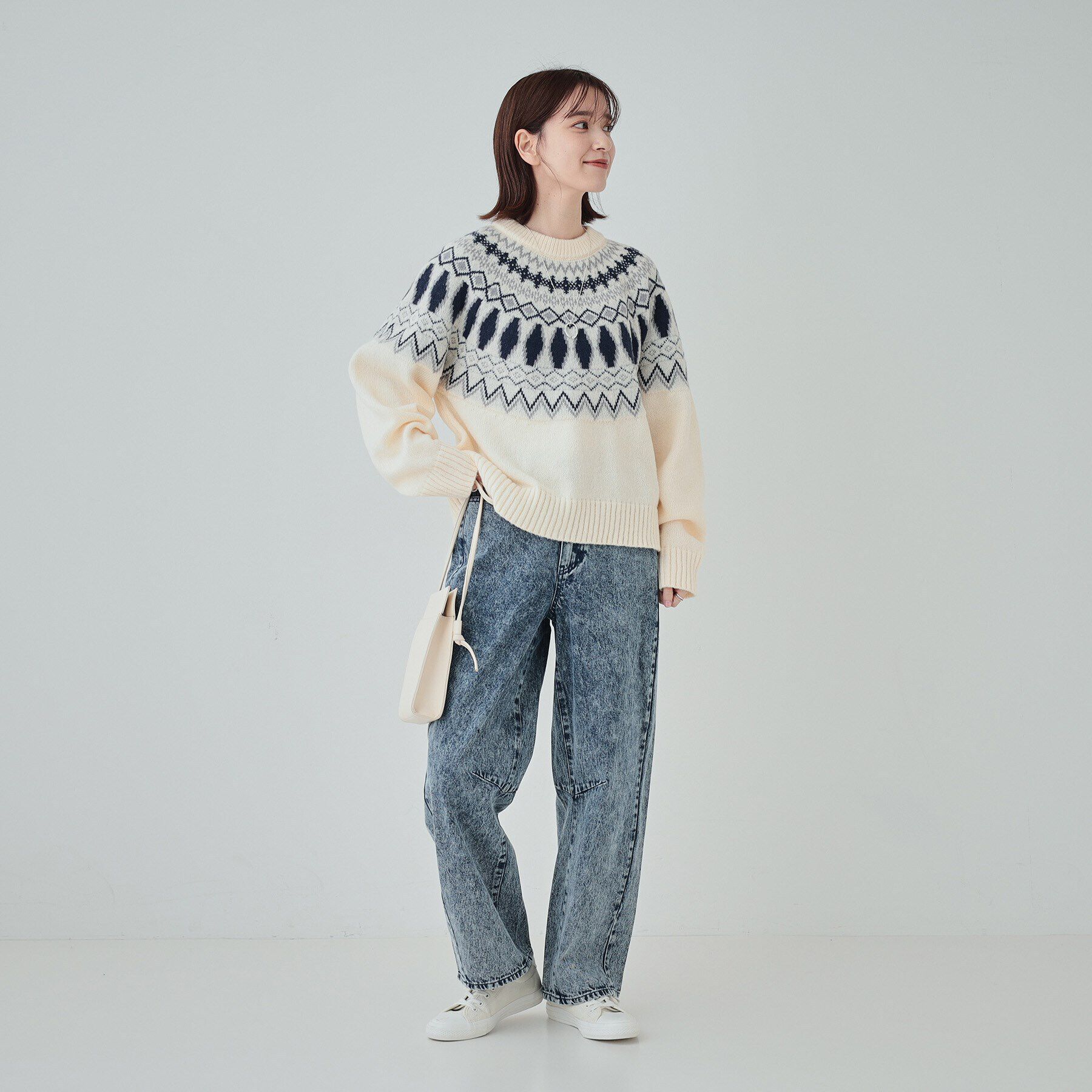 SHOO･LA･RUE「【S-LL】ゆるっと大人レトロなノスタルジック求心柄ニット」|ニット・セーター|