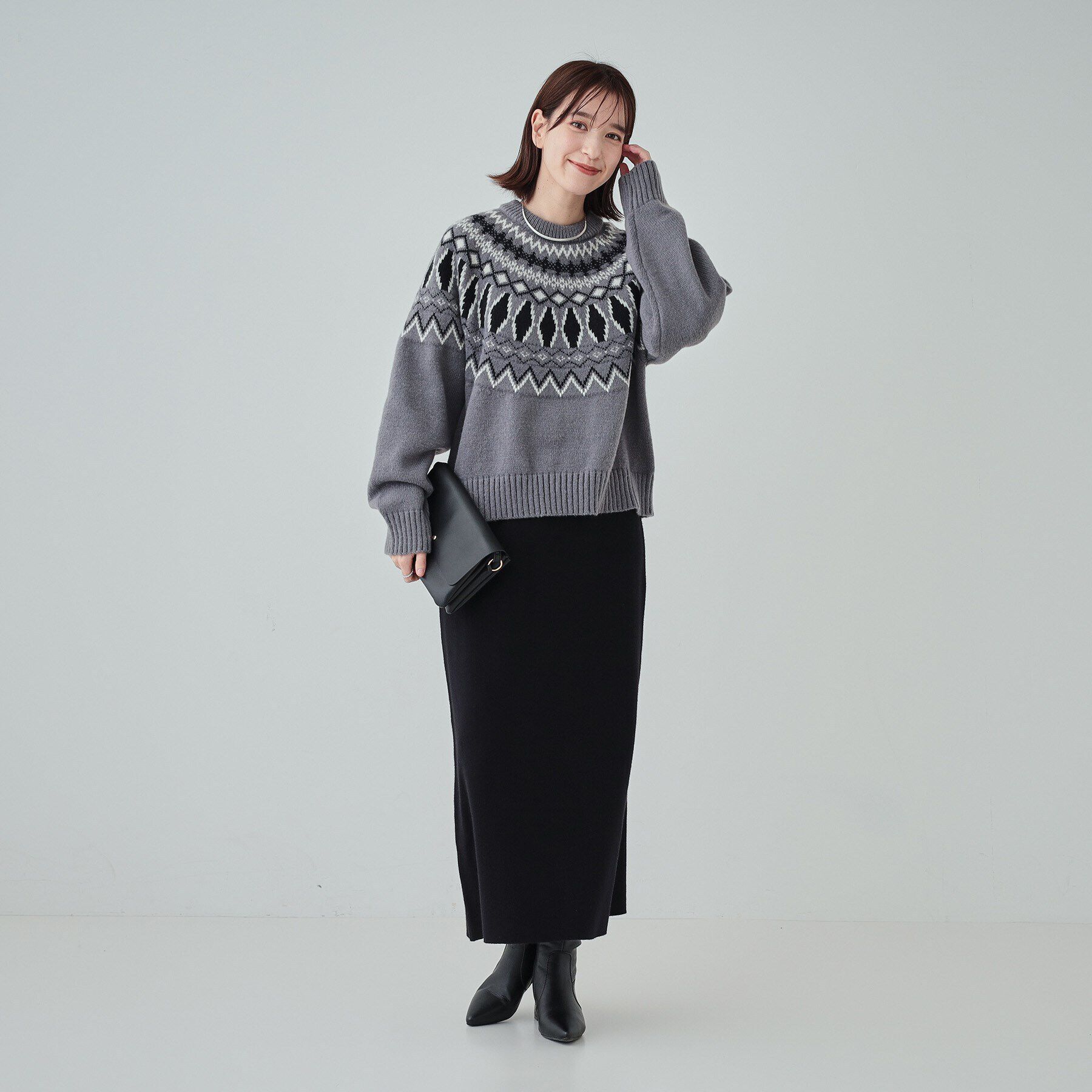 SHOO･LA･RUE「【S-LL】ゆるっと大人レトロなノスタルジック求心柄ニット」|ニット・セーター|