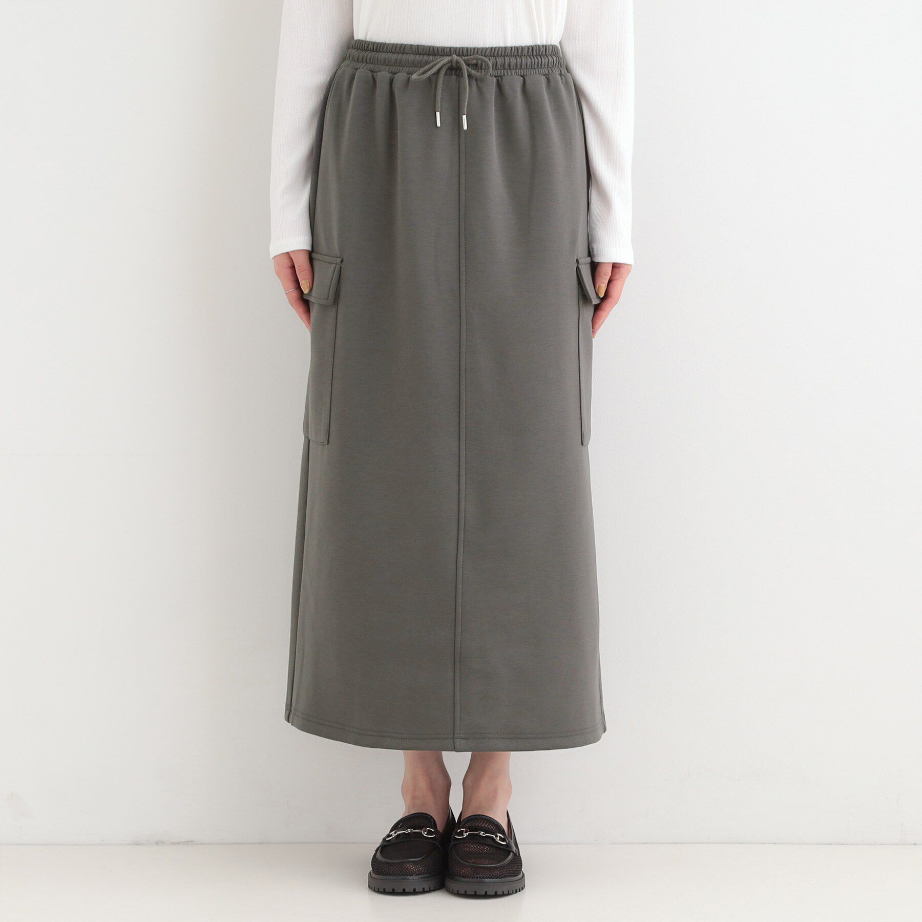 SHOO･LA･RUE「【洗濯機可/S-LL】サイドポケットでこなれ感のある ダンボールカーゴスカート」|スカート|
